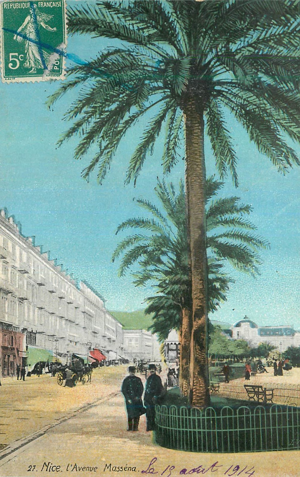 CPA 13 aout 1914 Avenue Massena Nice