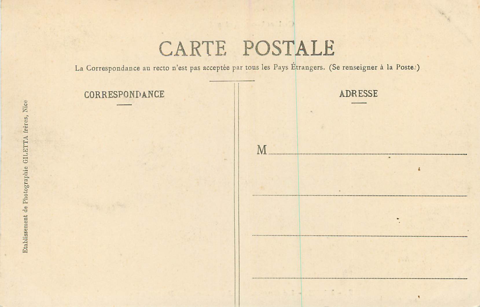 CPA Nice Casino et nouveaux Jardins des palmiers — Rückseite