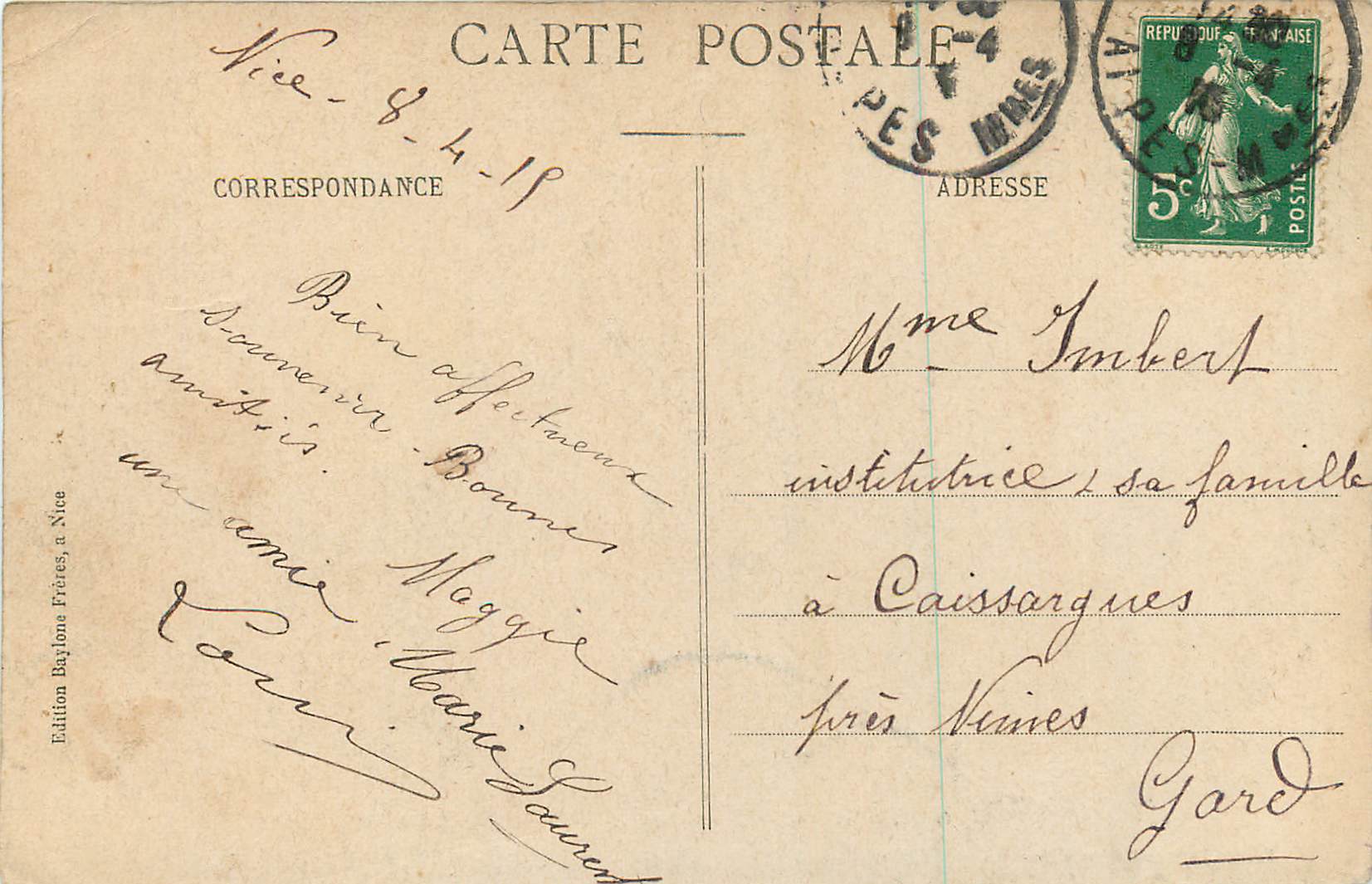 CPA Nice le Jardin des palmiers — Rückseite