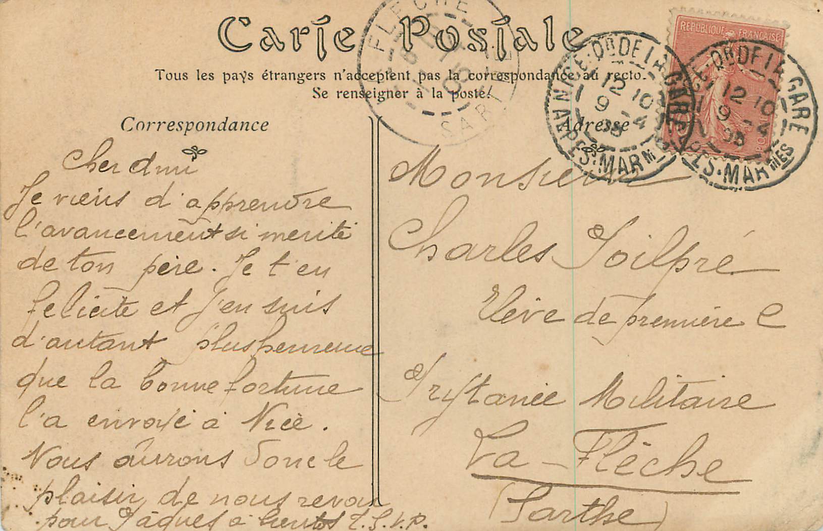 CPA Nice Jardin public  — Rückseite