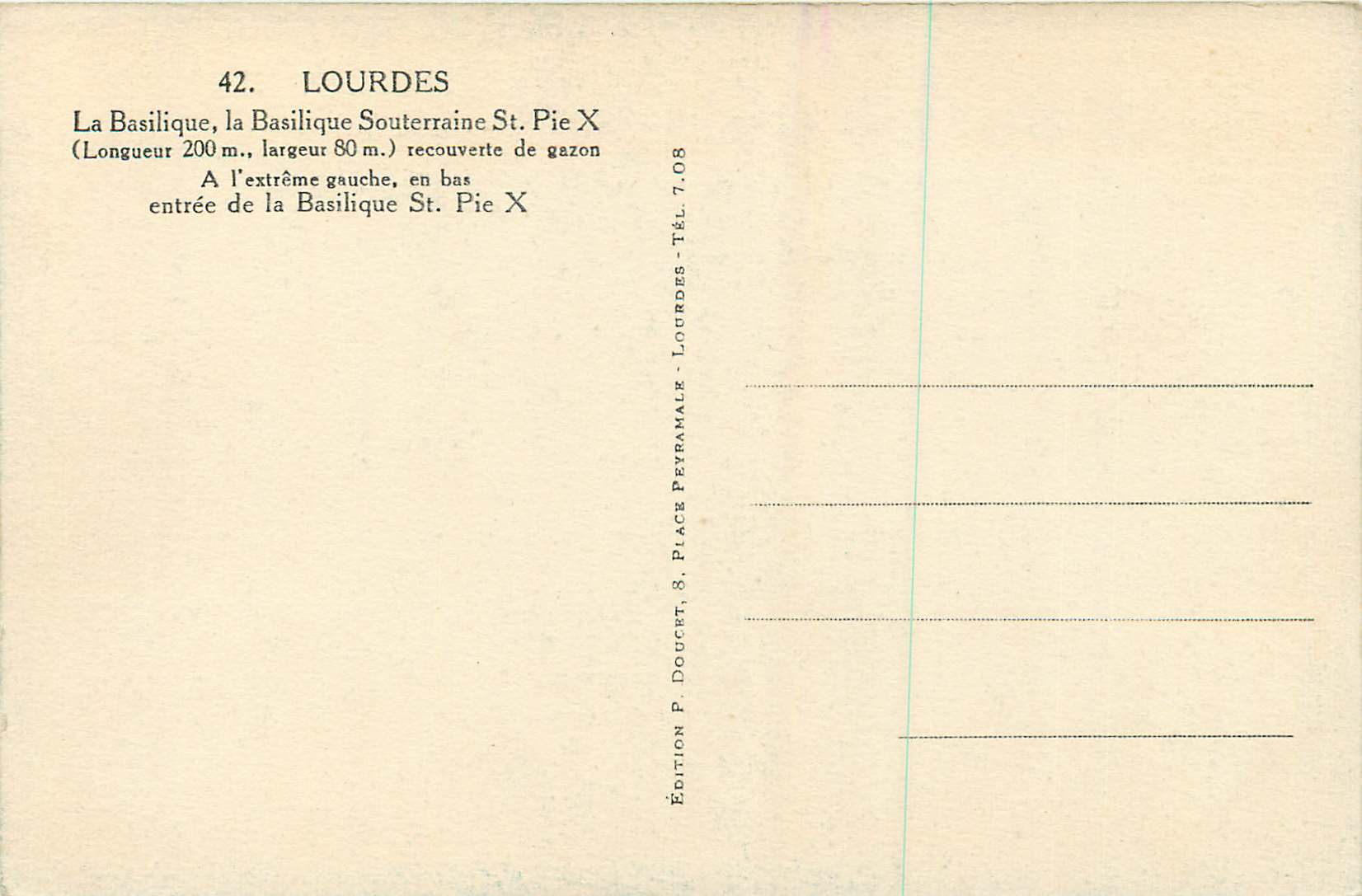 CPA Lourdes la basiliques souterraine — Verso