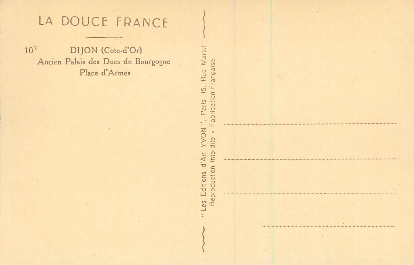 CPA Dijon la douce france cote d'or — Rückseite