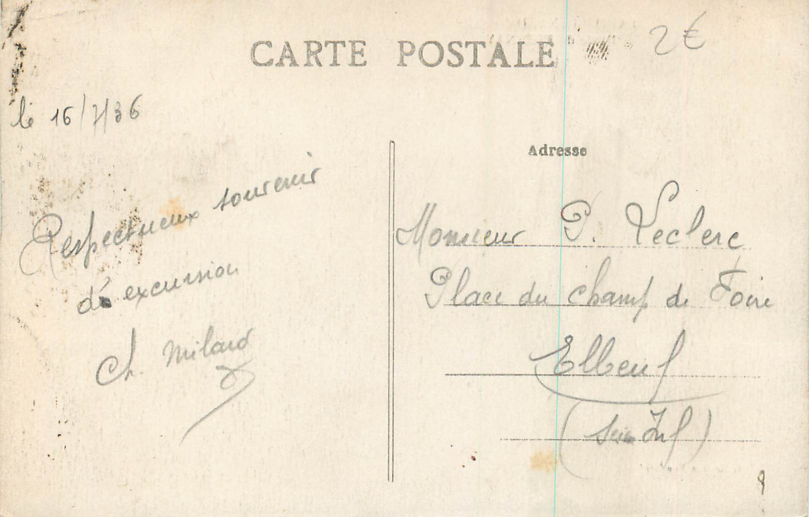 CPA St Leonard des Bois Route de Fresnay — Rückseite