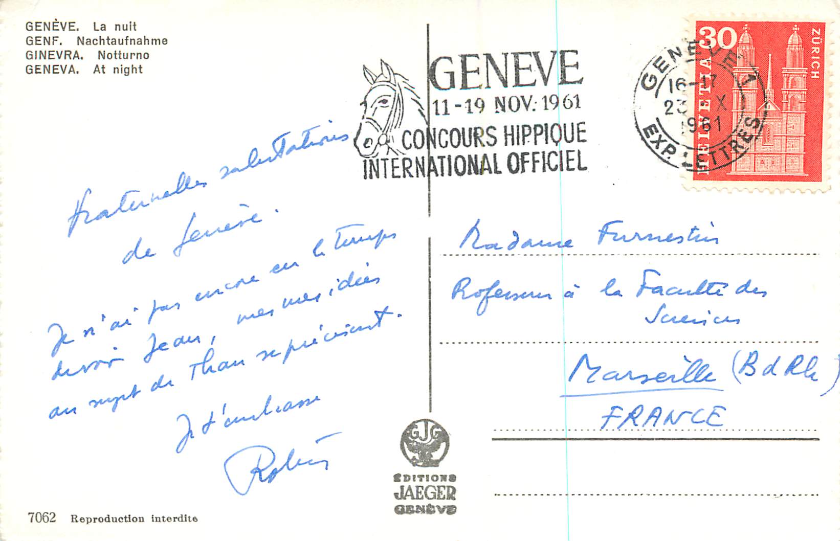 CPM Geneve la nut su 11-19 NOV 1961 — Rückseite