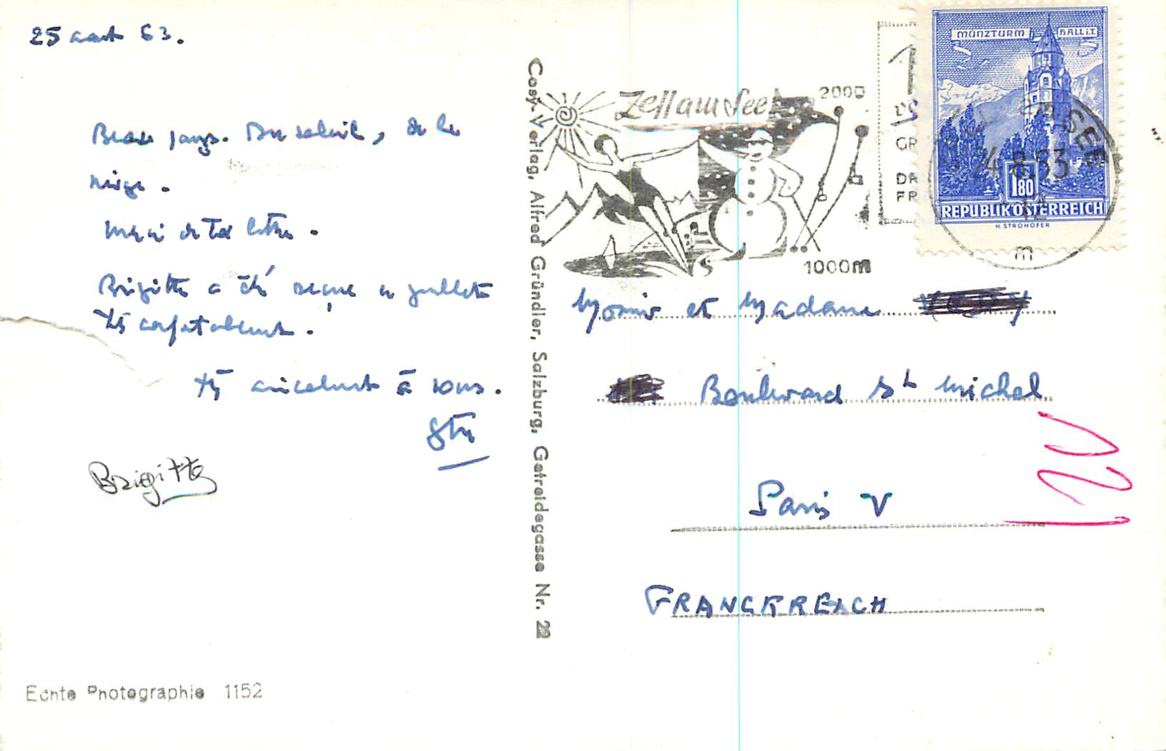 Die Grossglockner-Hochalpenstrasse, Nordrampe — Éditeurs Echte Photographie 1152 — Rückseite