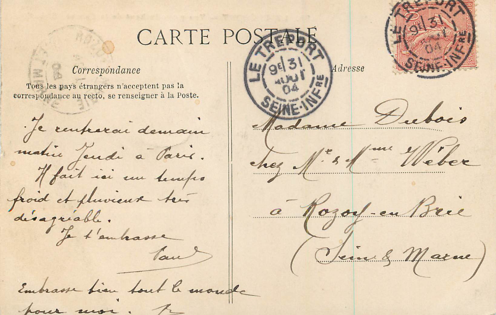 CPA Le Treport Vue Prise de la Haute de la Falaise — Rückseite