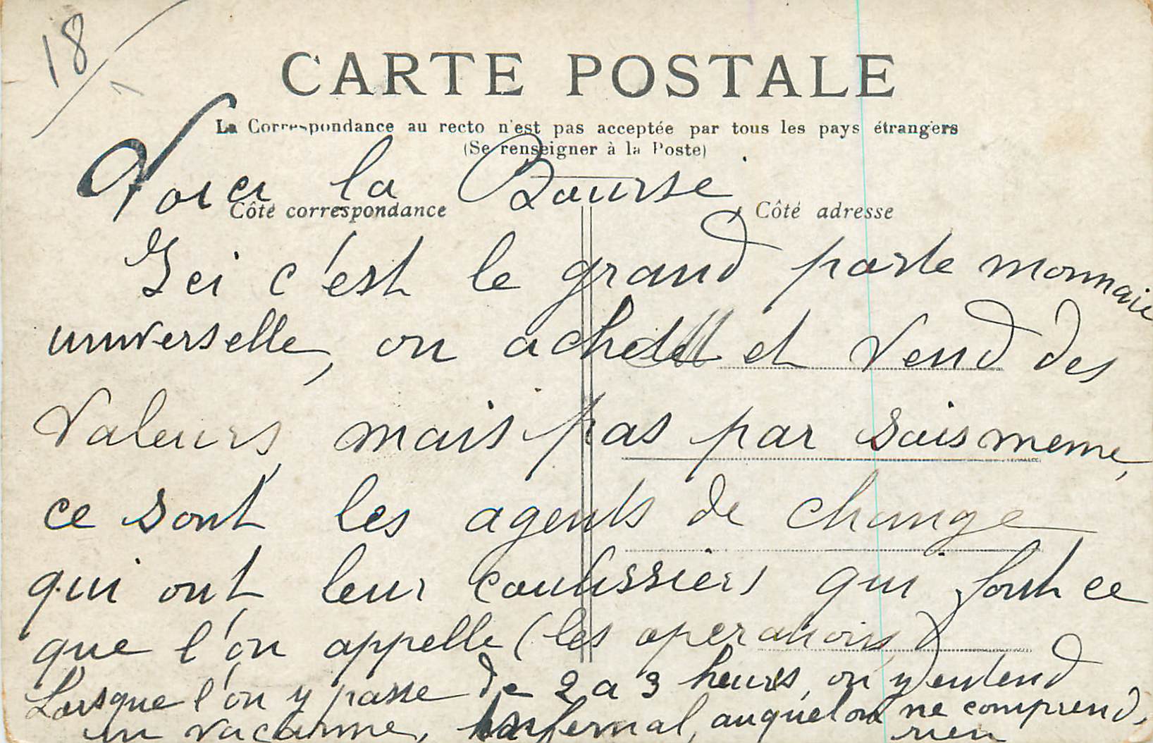 CPA Paris la Bourse — Rückseite
