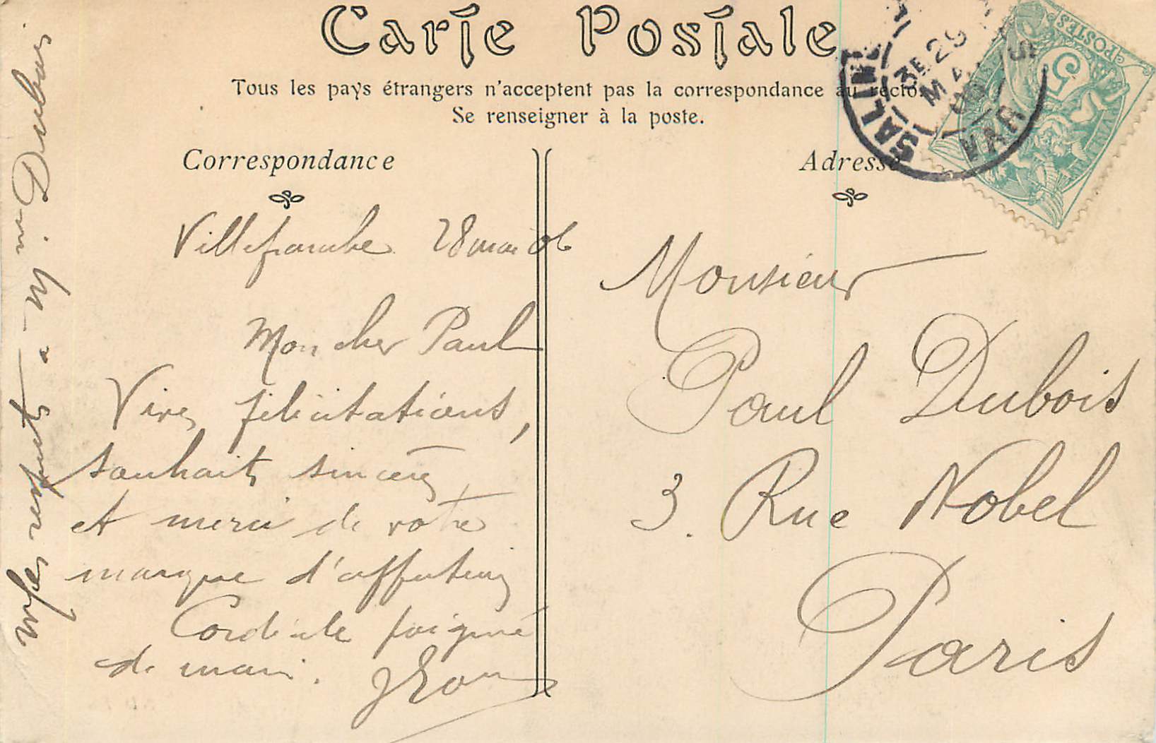 CPA Monaco et Monte Carlo Vue prise de la tete de Cbien — Back
