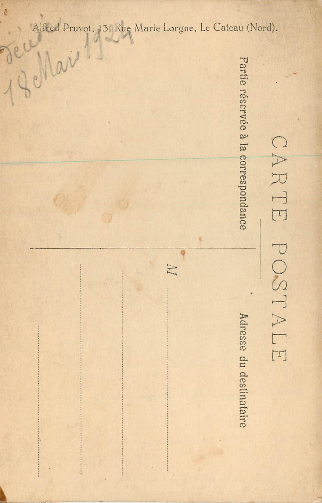 CARTE PHOTO Homme — Rückseite