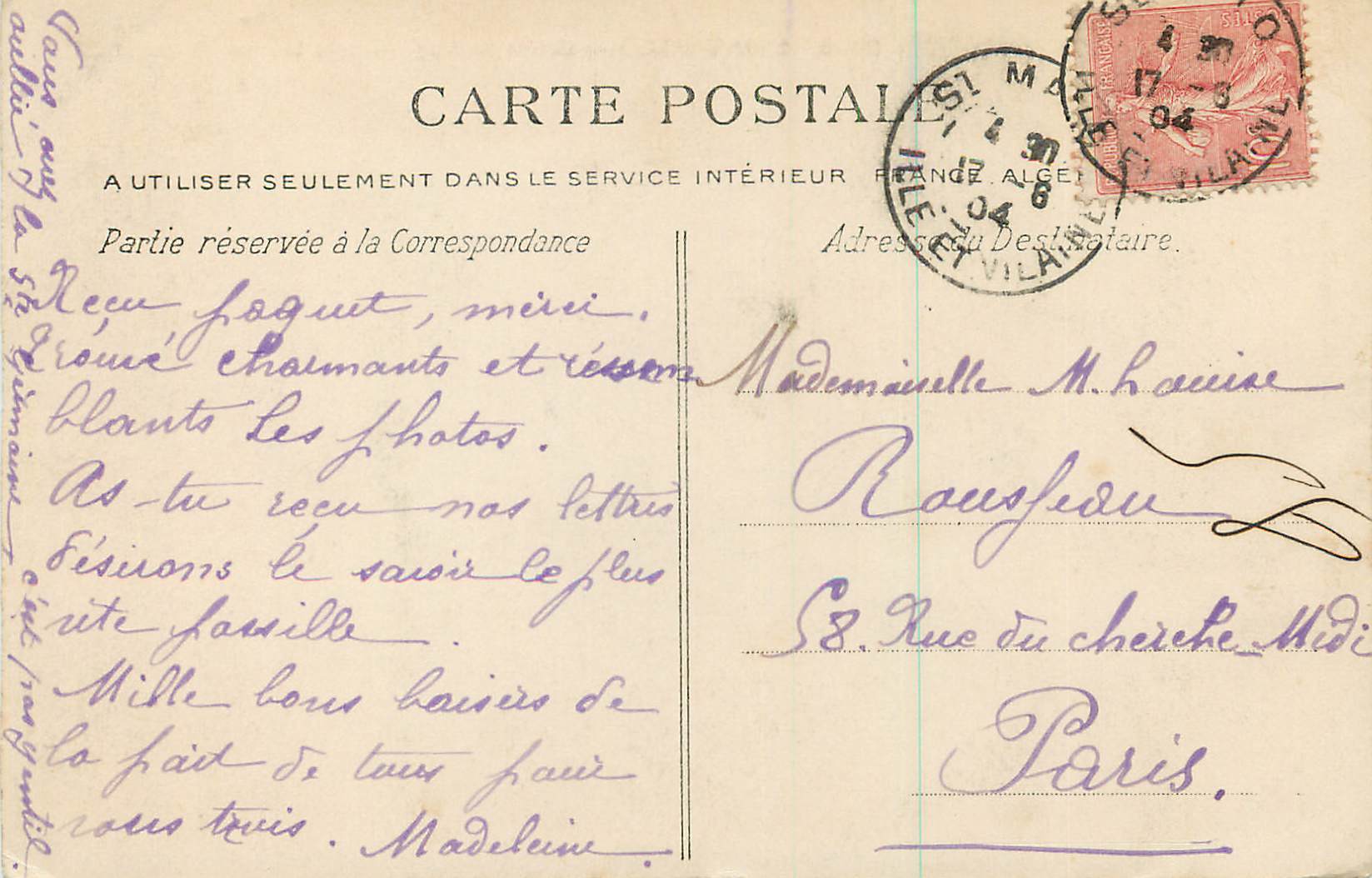 Saint-Malo — Étude de Vagues près le Fort National — G. F. n° 33995 — Reverso