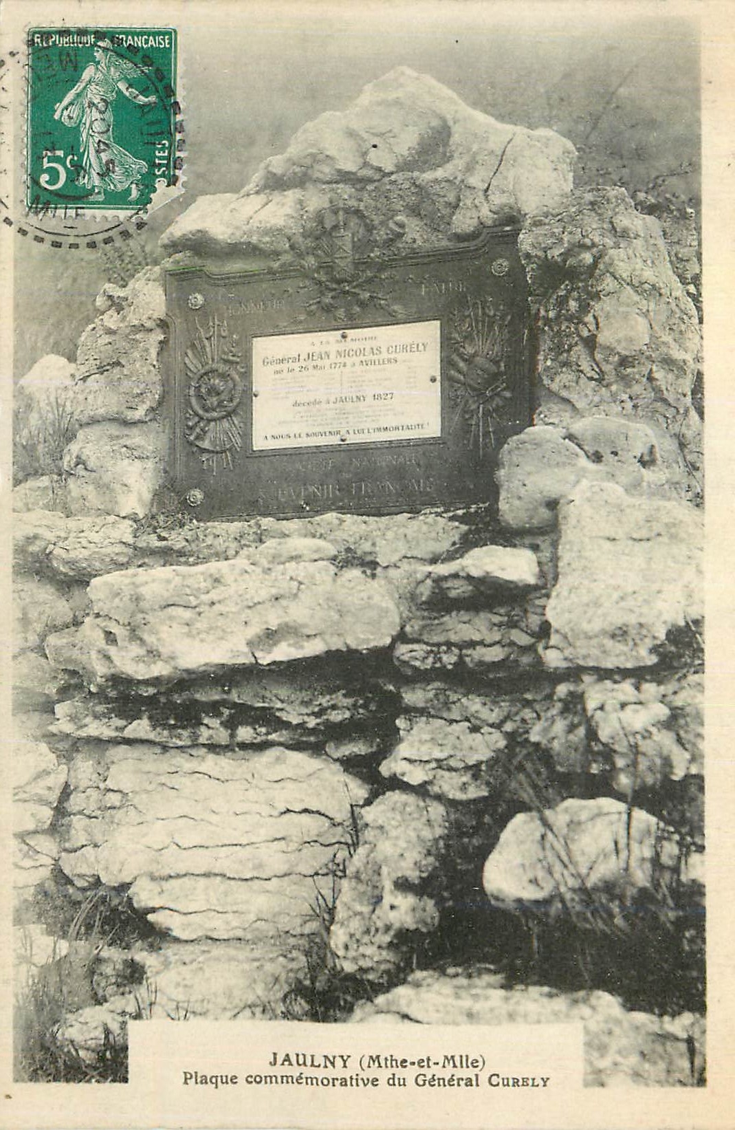 Jaulny (Mthe-et-Mlle) — Plaque commémorative du Général Curely — éditeur inconnu, n° de série non visible