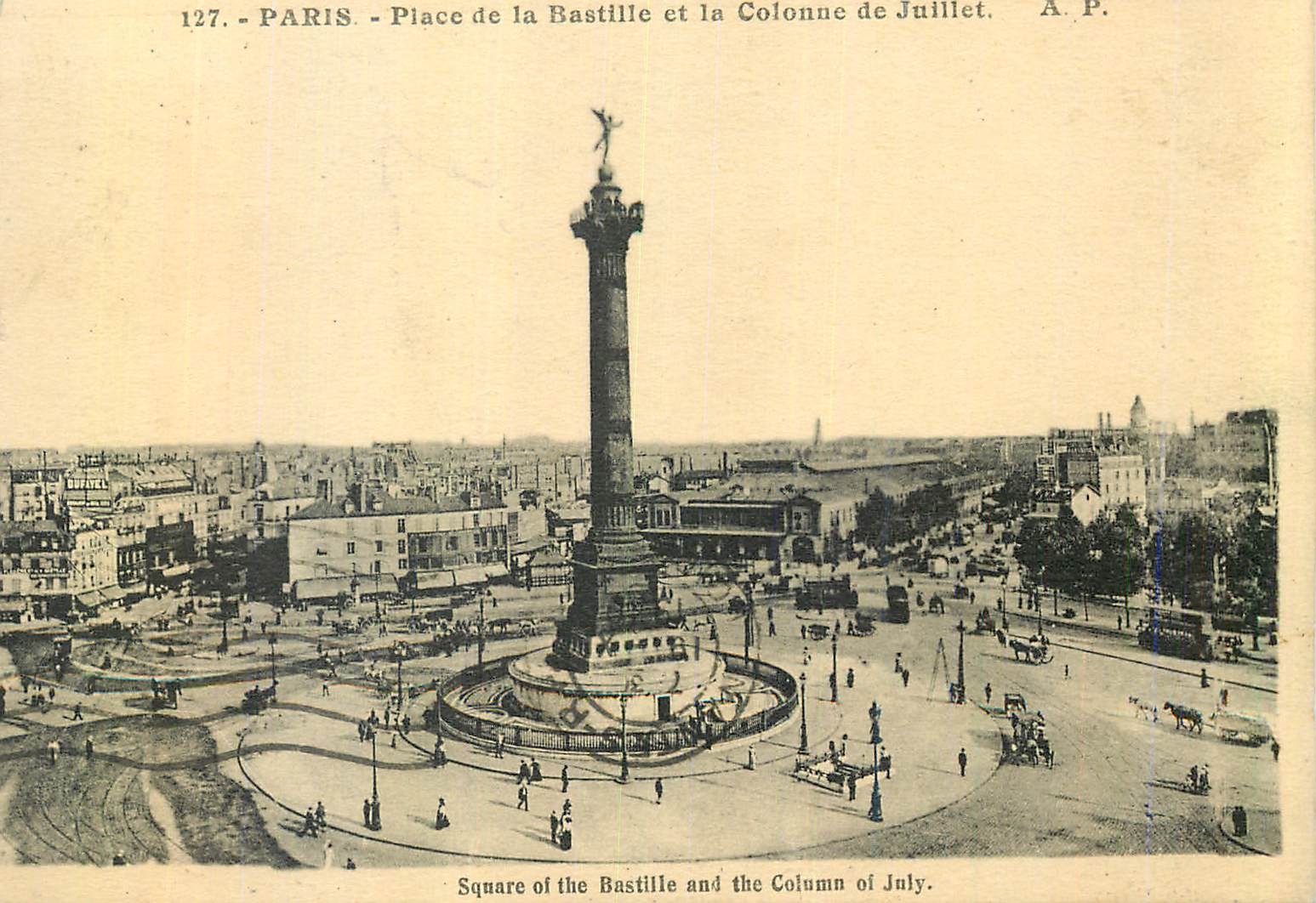 CPA Paris Place de la Bastille et la Colonne de Juillet
