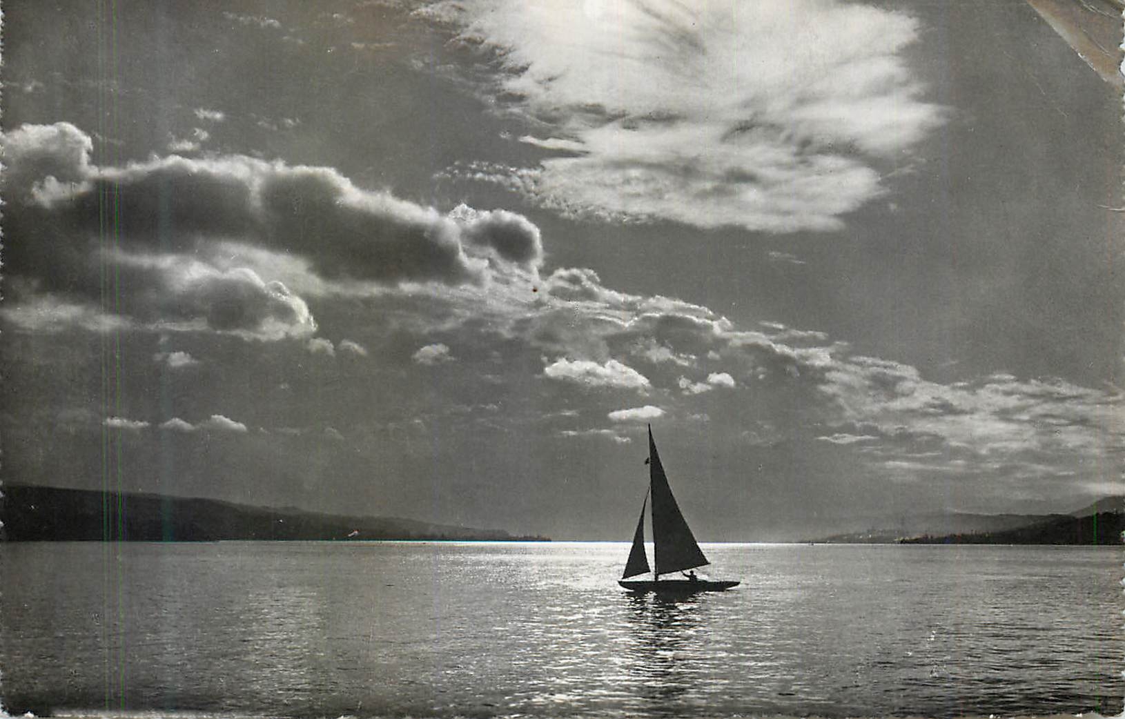 Stimmung am Zürichsee — Zurich, 18 août 1947 — éditeur Reprographie W. Weber & Cie A.A. n°2108