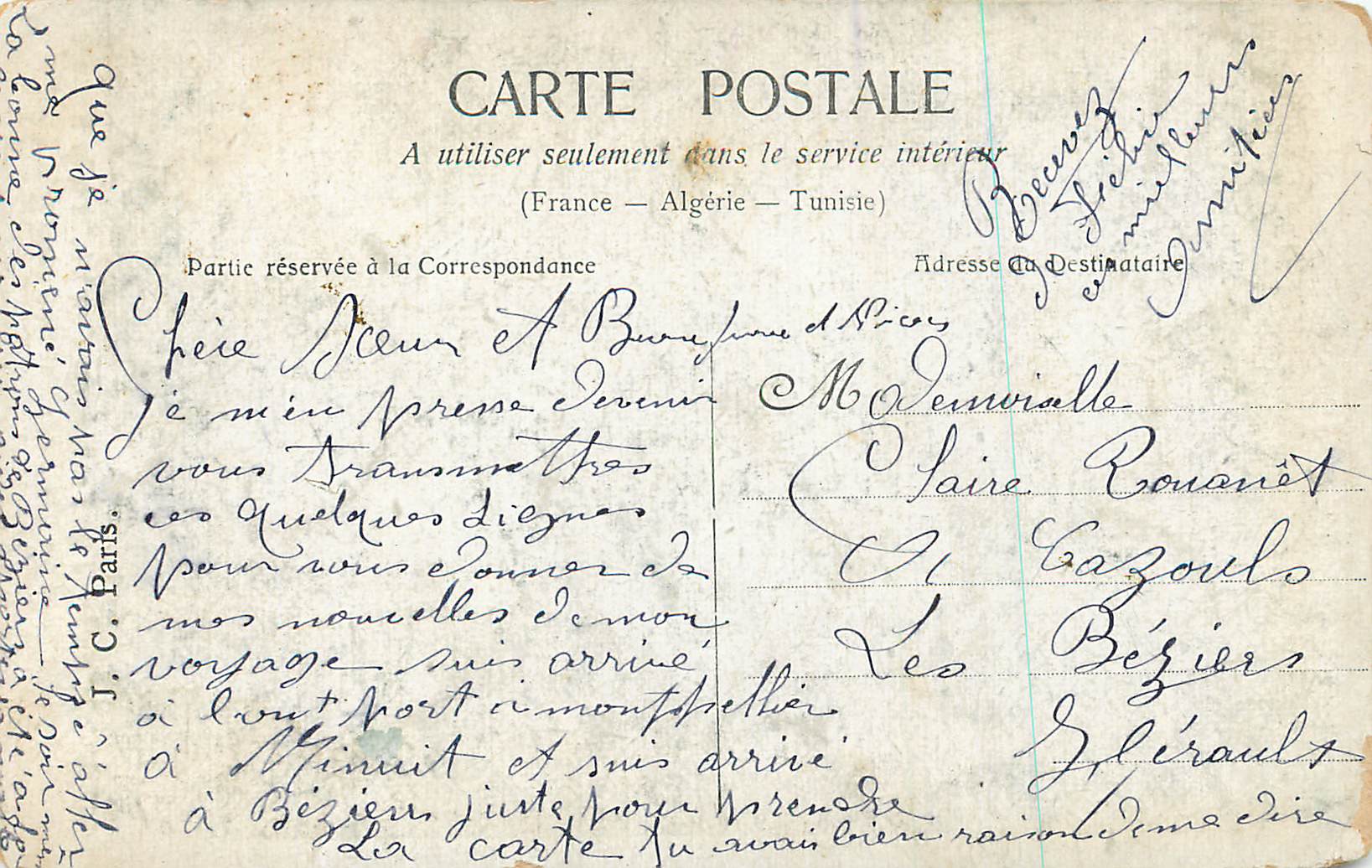 CPA Souvenir Peche — Rückseite