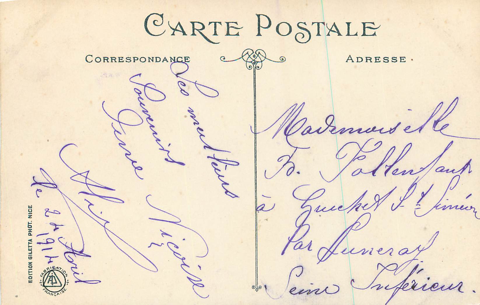CPA Nice le Jardin public et Hotel des Anglais — Rückseite