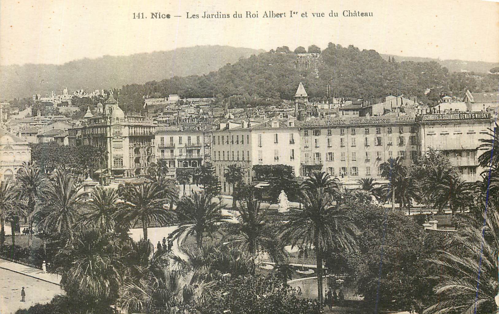 CPA Nice le Jardin du Roi Albert 1er et vue du château