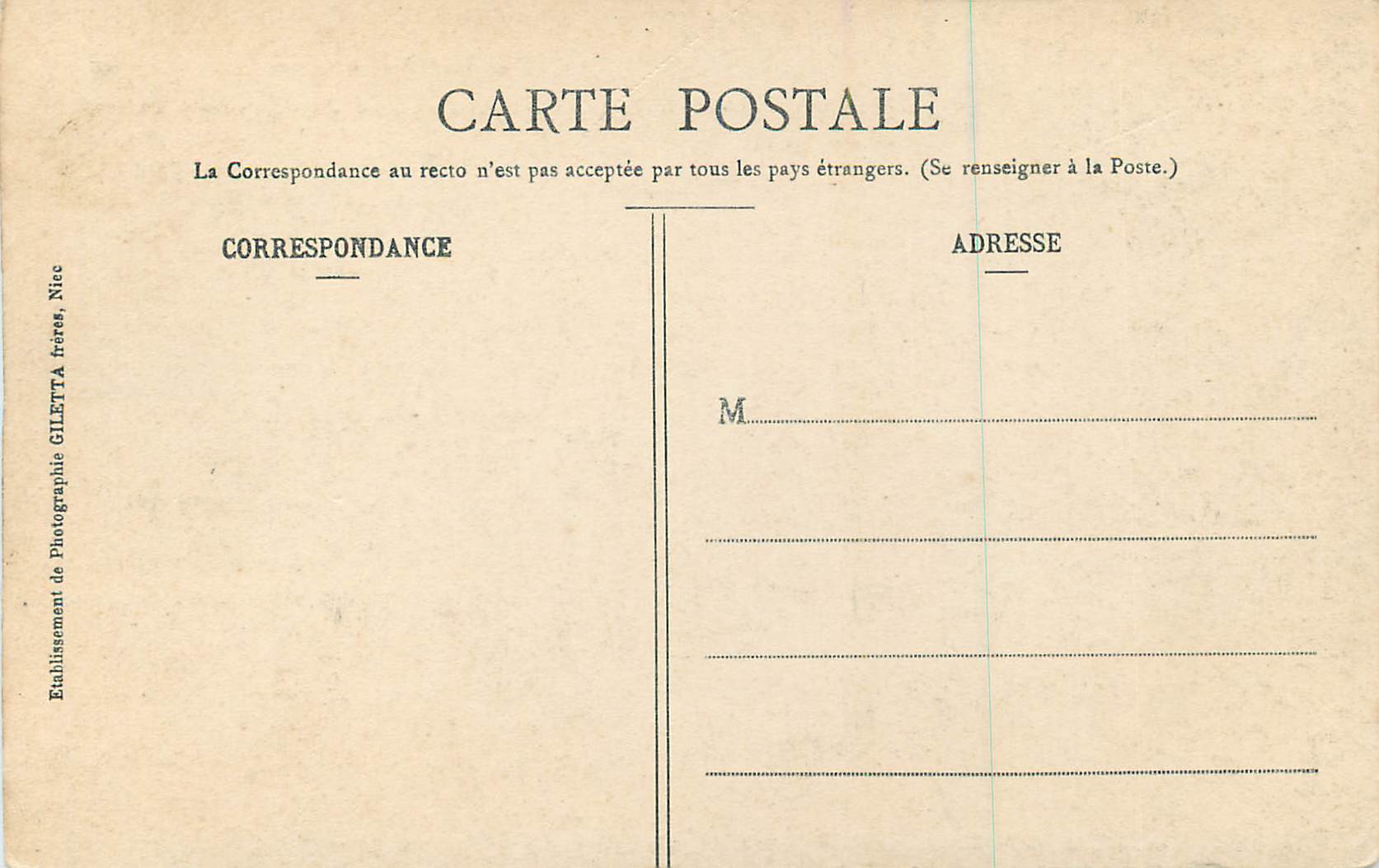 CPA Nice Les Nouveaux Jardins et Casino — Rückseite