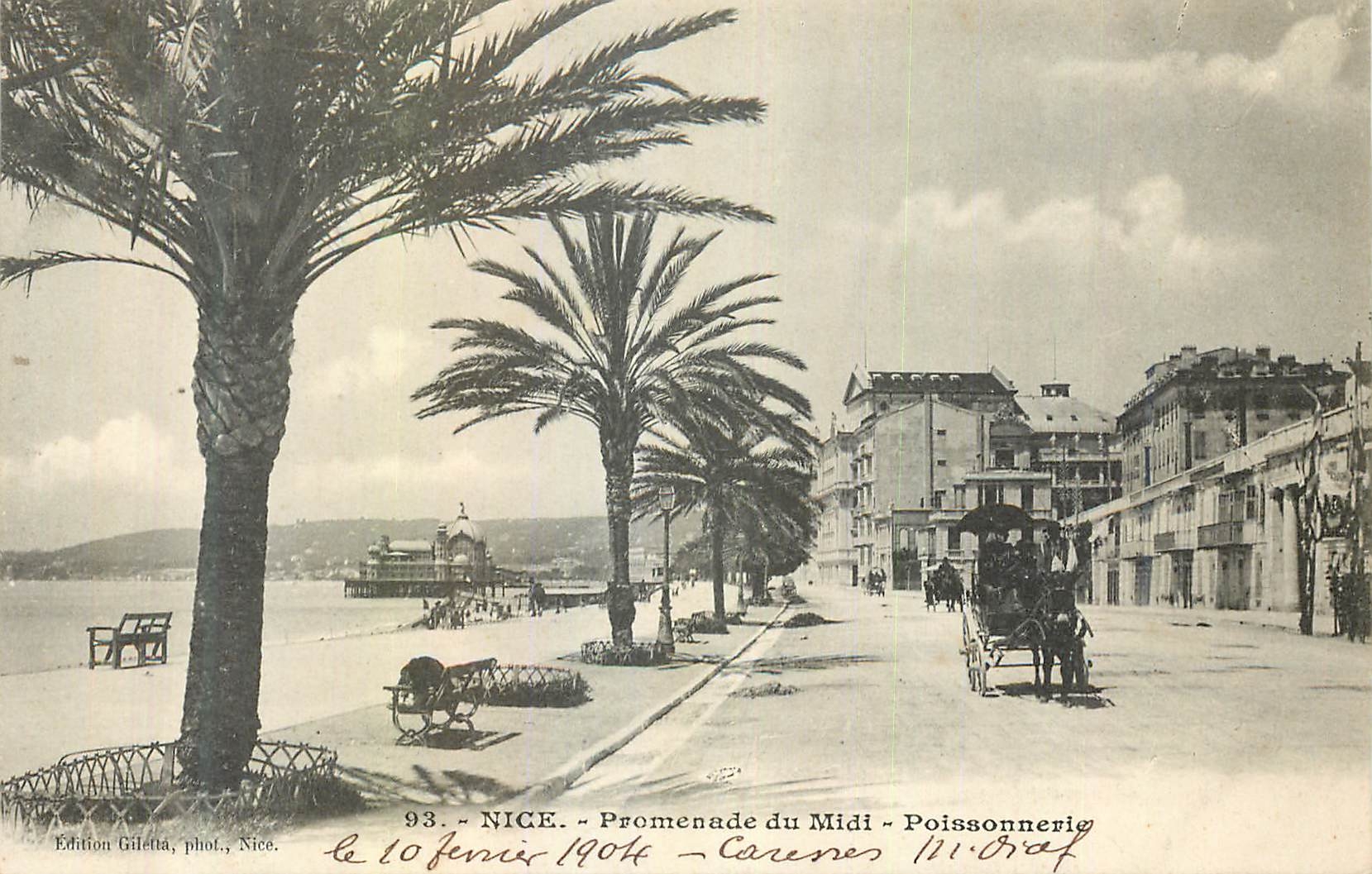 CPA Nice Quai du midi poissonnerie Voiture Ane Donkey