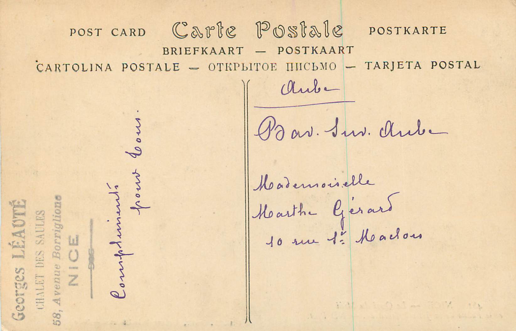 CPA Nice le Quai du midi et le Palais de la Jetee Promenade  — Rückseite