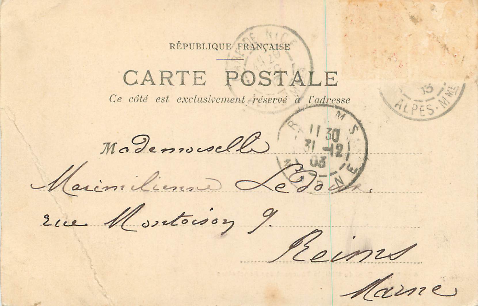 CPA Nice Quai du midi le Tournant des ponchettes — Rückseite