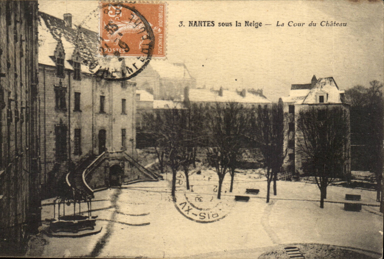Nantes CPA Sous le naige a cour du chateau