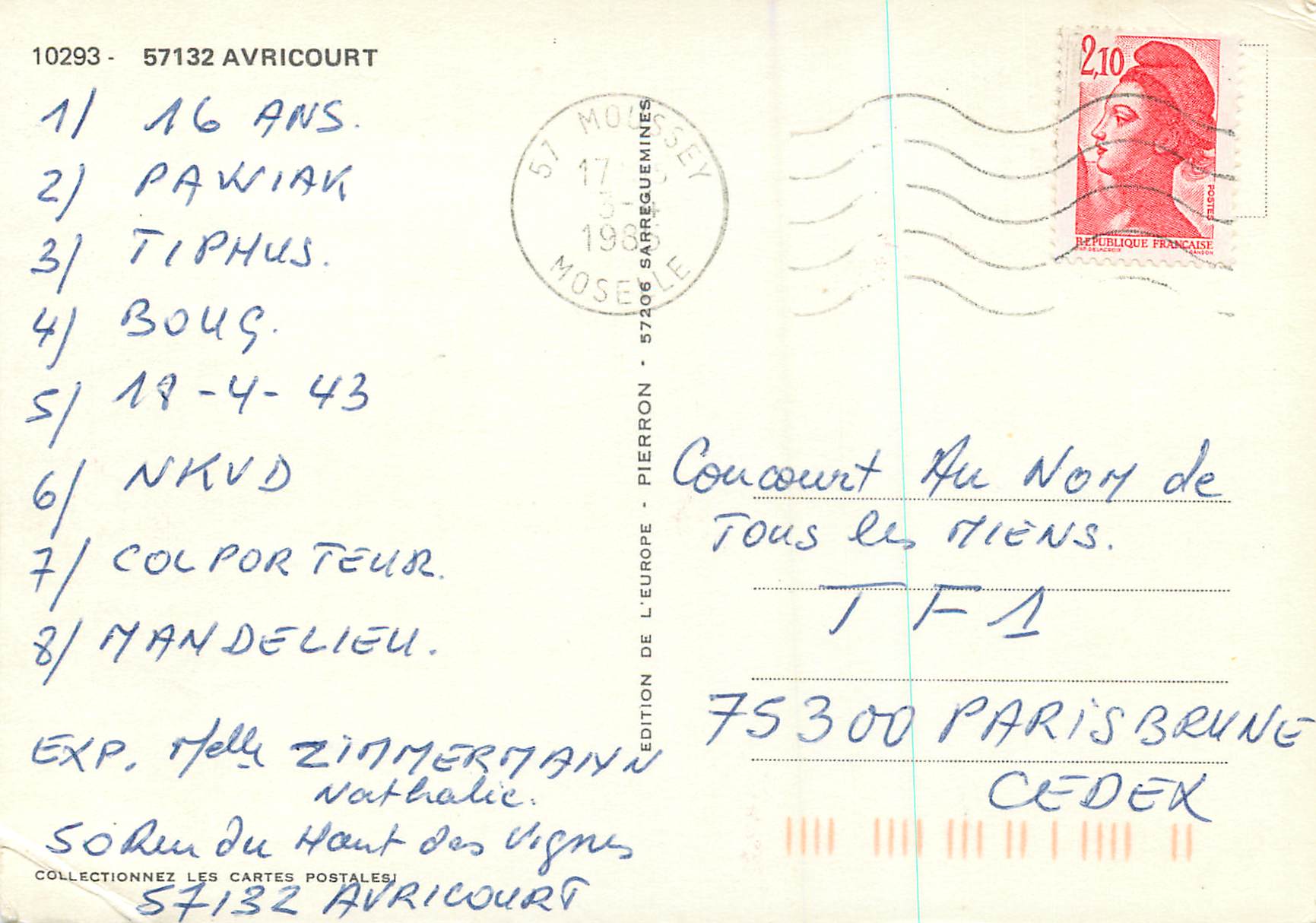 CPM Avricourt — Back