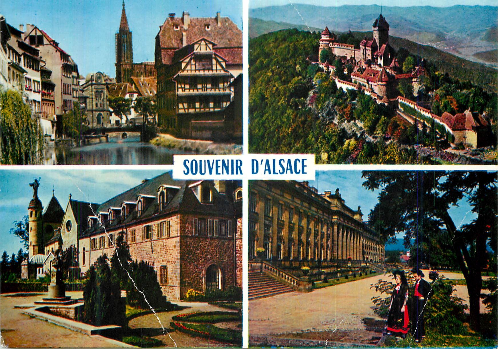 CPM Souvenir d'Alsace L'Alscace Pittoresque Strasbourg Haut Koenigsbourg Sainte Odile Saverne