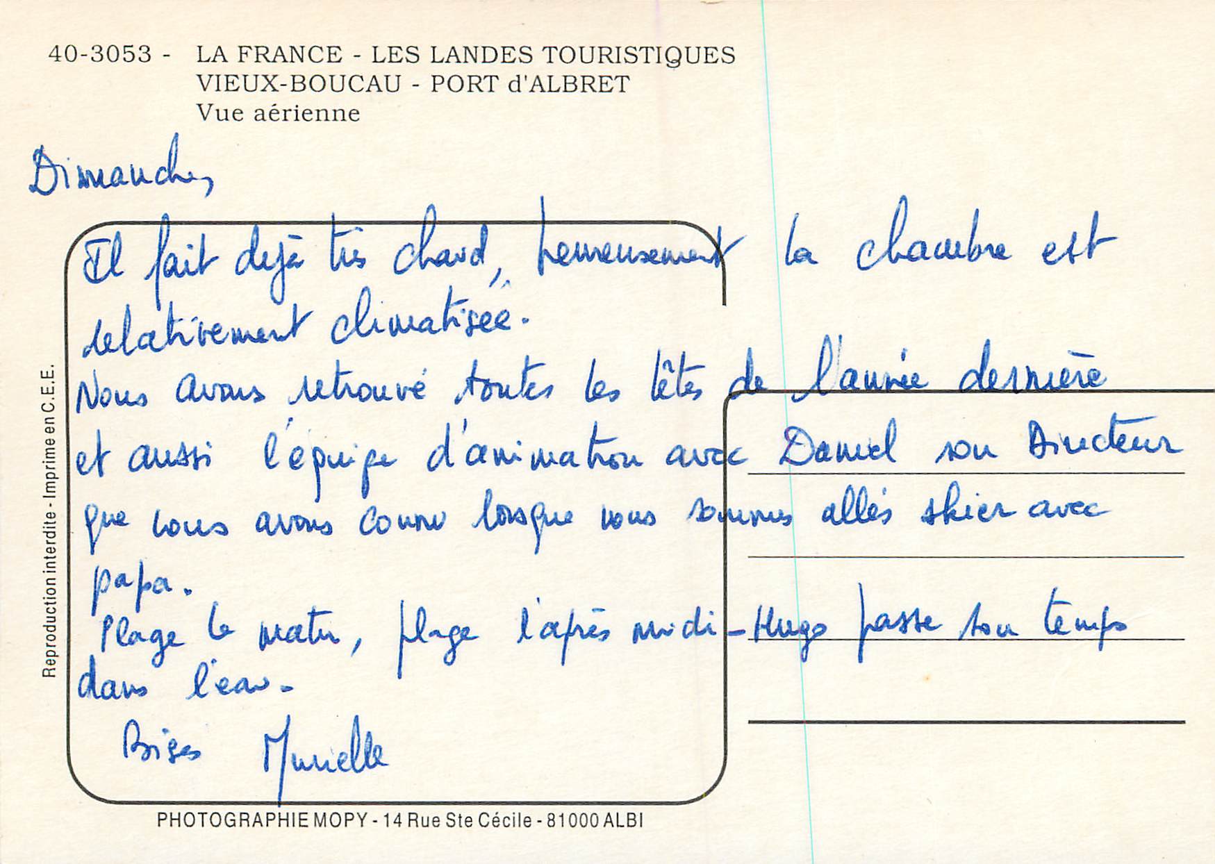 CPM La France les Landes Touristiques Vieux Boucau Port d'Albret vue aerienne — Rückseite