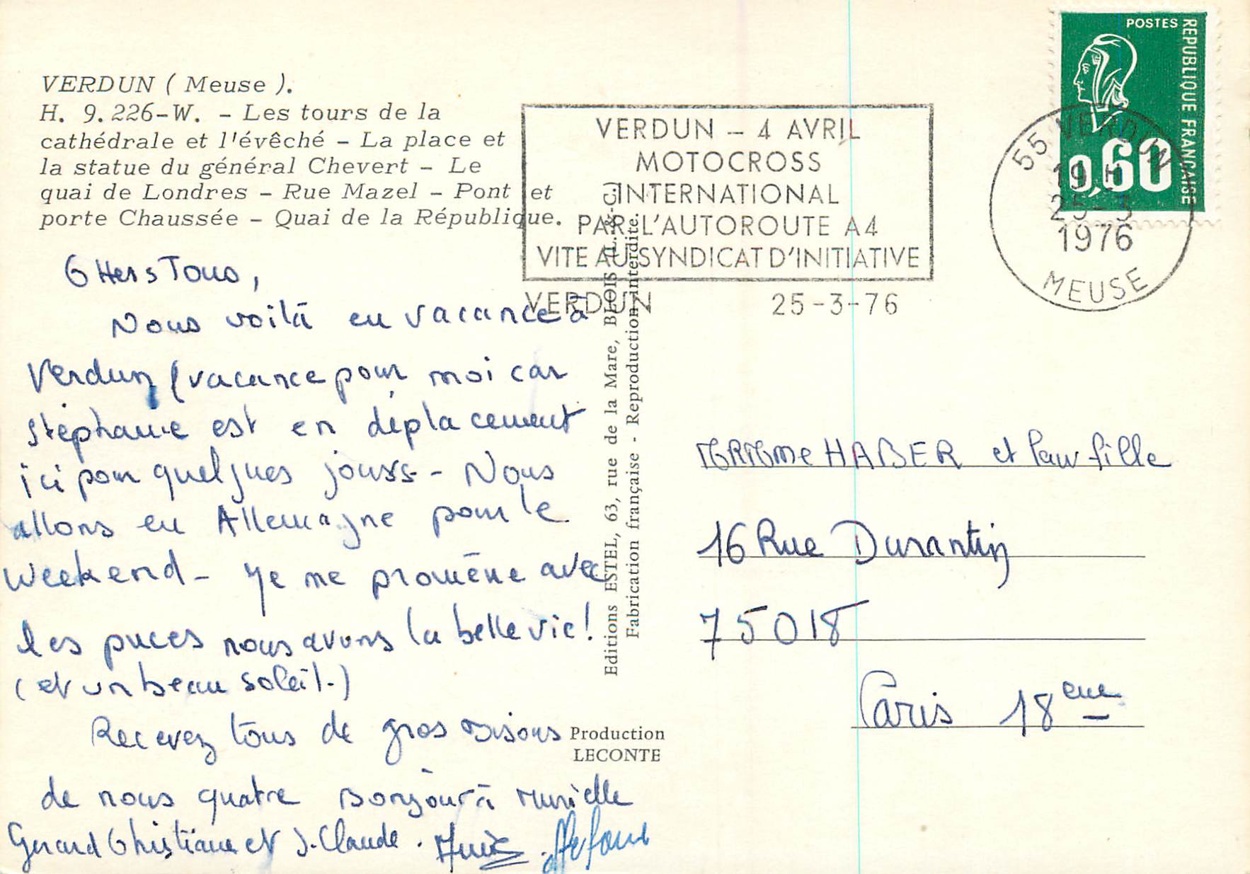 CPM Verdum  (Meuse)Les tours de la cathedrale et l'eveche — Rückseite