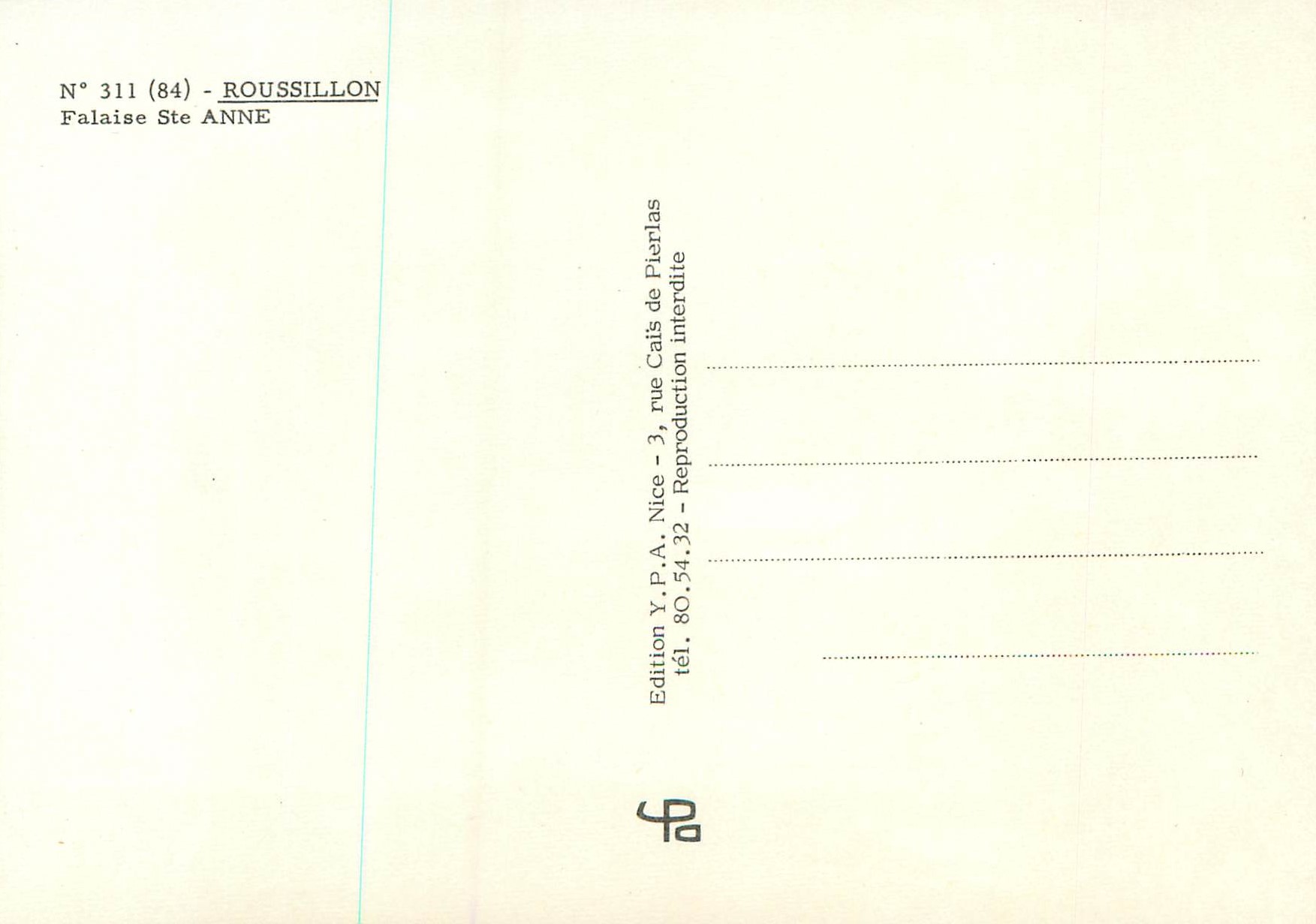 CPM Roussillon Falaise Sainte Anne — Back