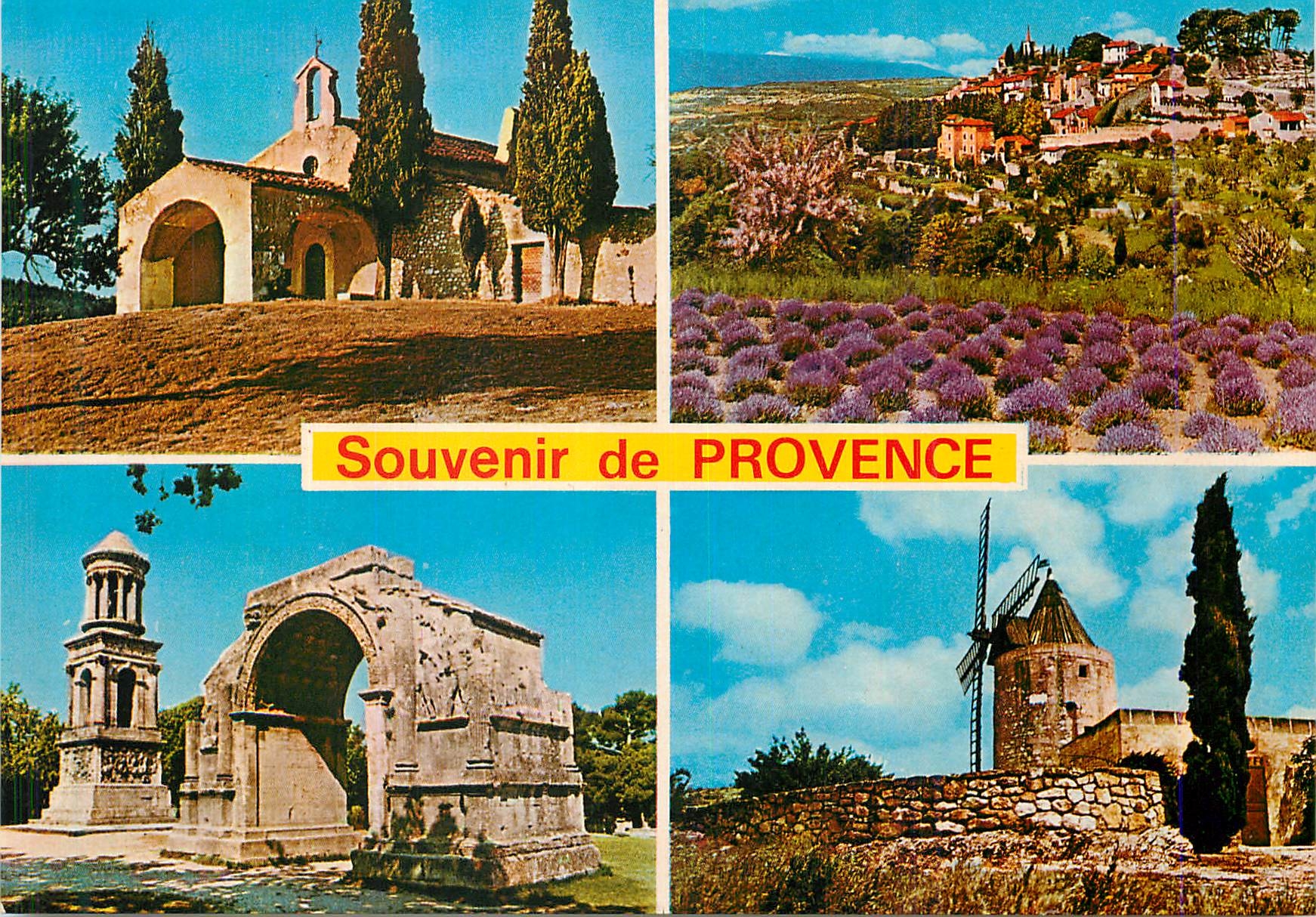 CPM Souvenir de Provence Chapelle Saint Sixte Champ de Lavande Les Antiques Le Moulin de Doudet