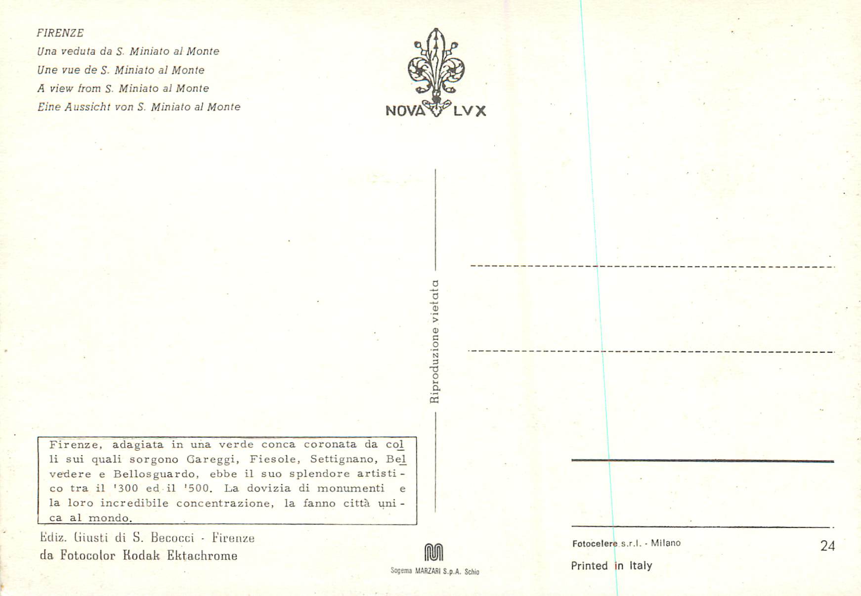CPM Firenze Une vue de S Miniato al Monte — Rückseite