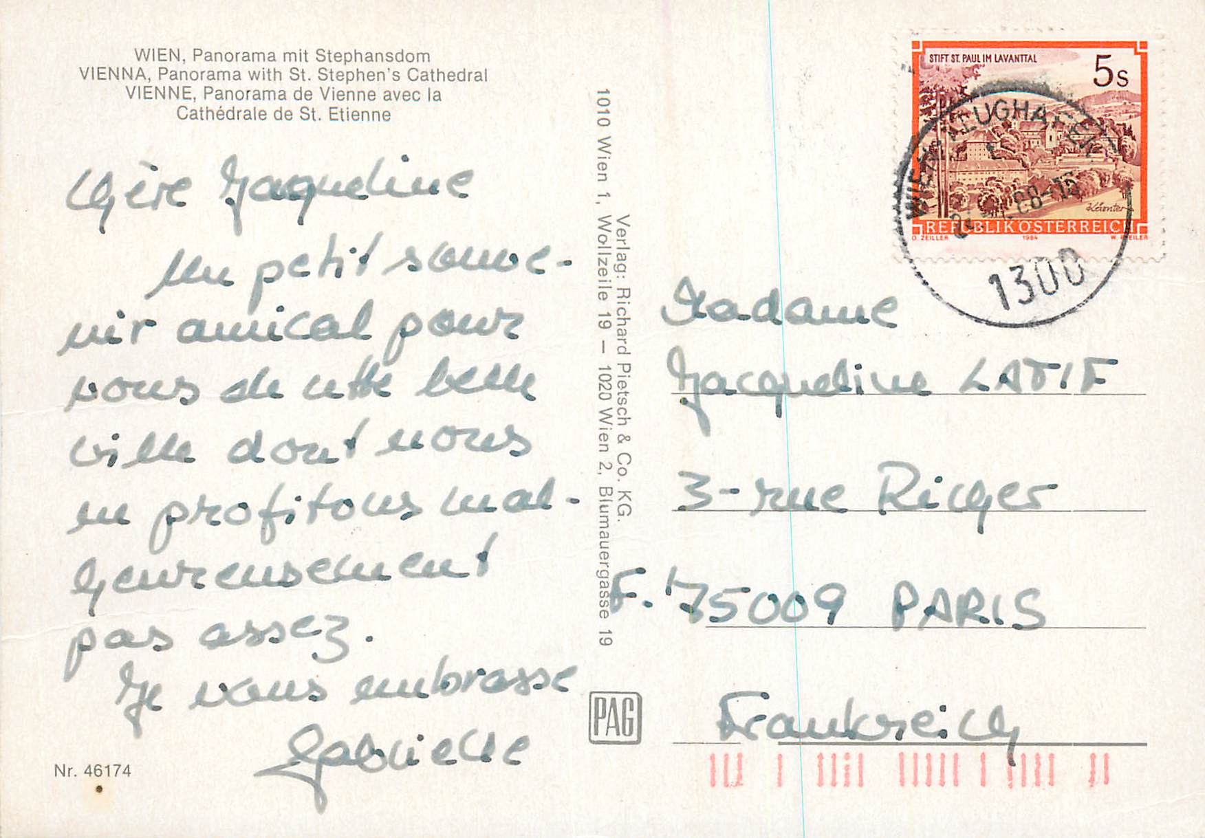 CPM Vienne Panorama avec la Cathedrale de St Etienne — Rückseite