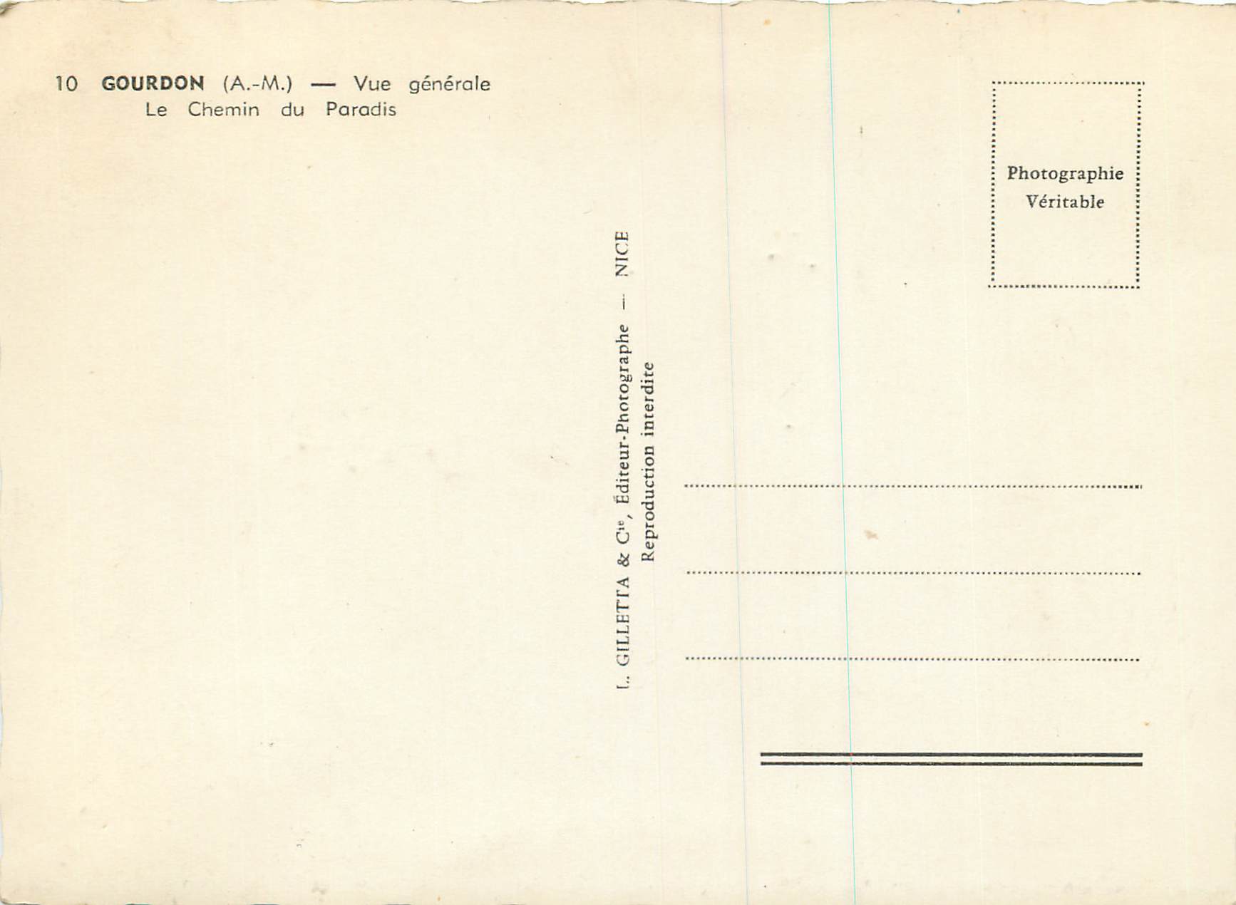 CPM Gourdon  (A M)Vue generale Le Chemin du Paradis — Rückseite