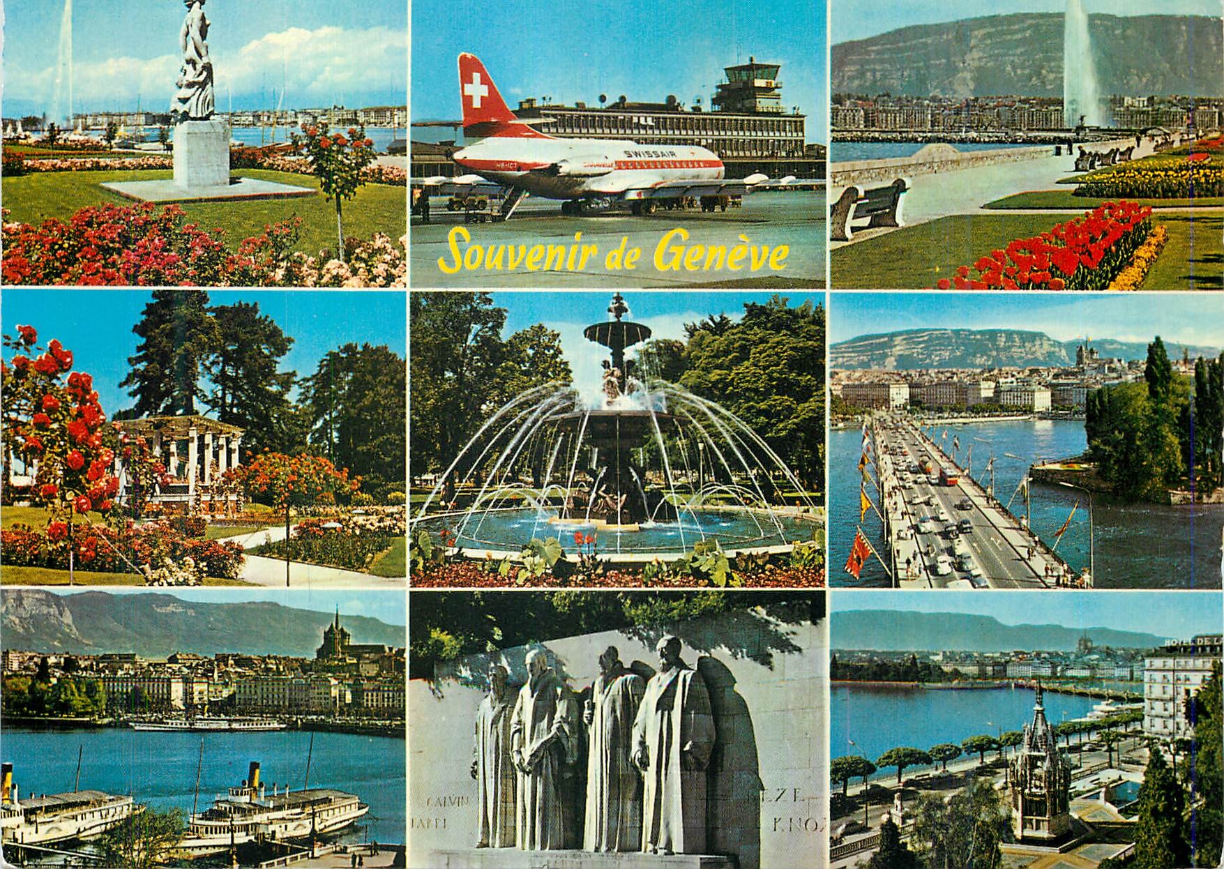 CPM Souvenir de Geneve Suisse Avion