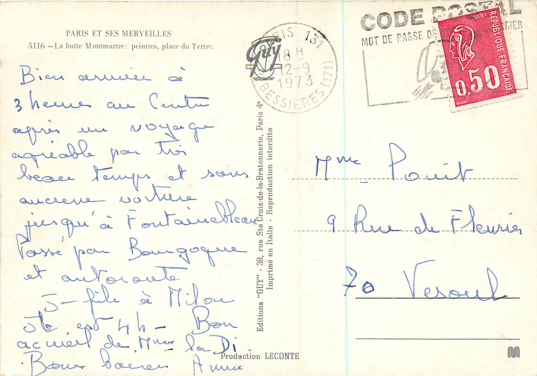 CPM Paris et ses Merveilles Maison des ptits boulots La butte Montmartre peintres place du Tertre — Rückseite