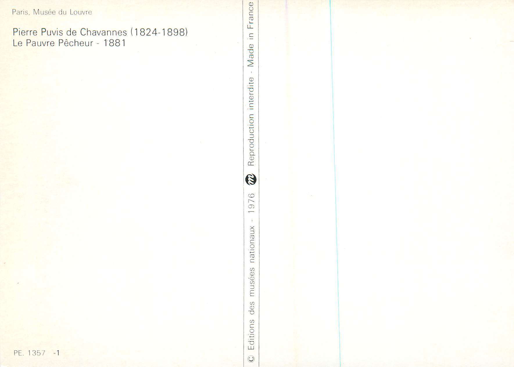 CPM Pierre Puvis de Chavannes Le pauvre pecheur — Verso