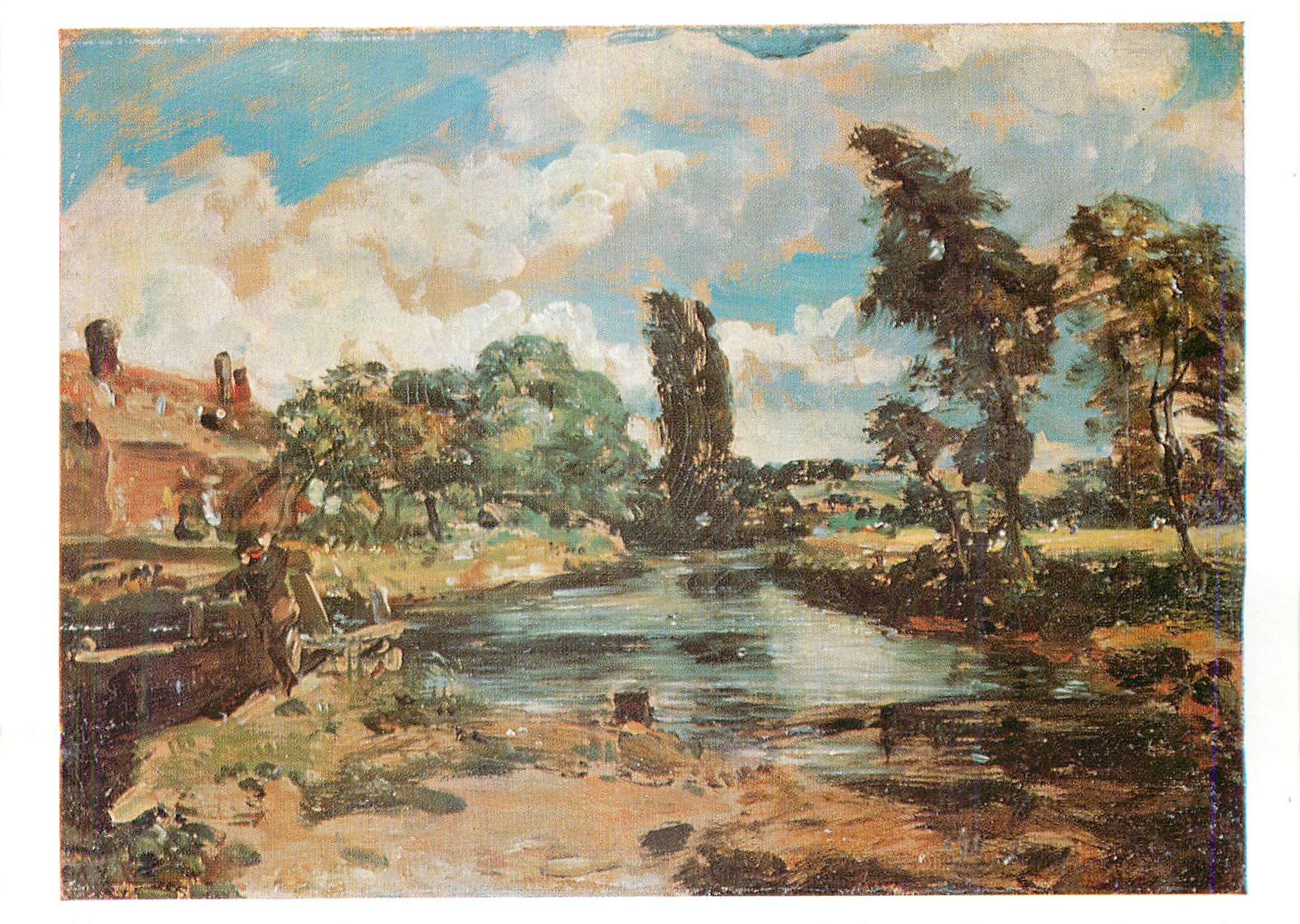 CPM John Constable Landscape study Flatford Mill from a lock on the stour
