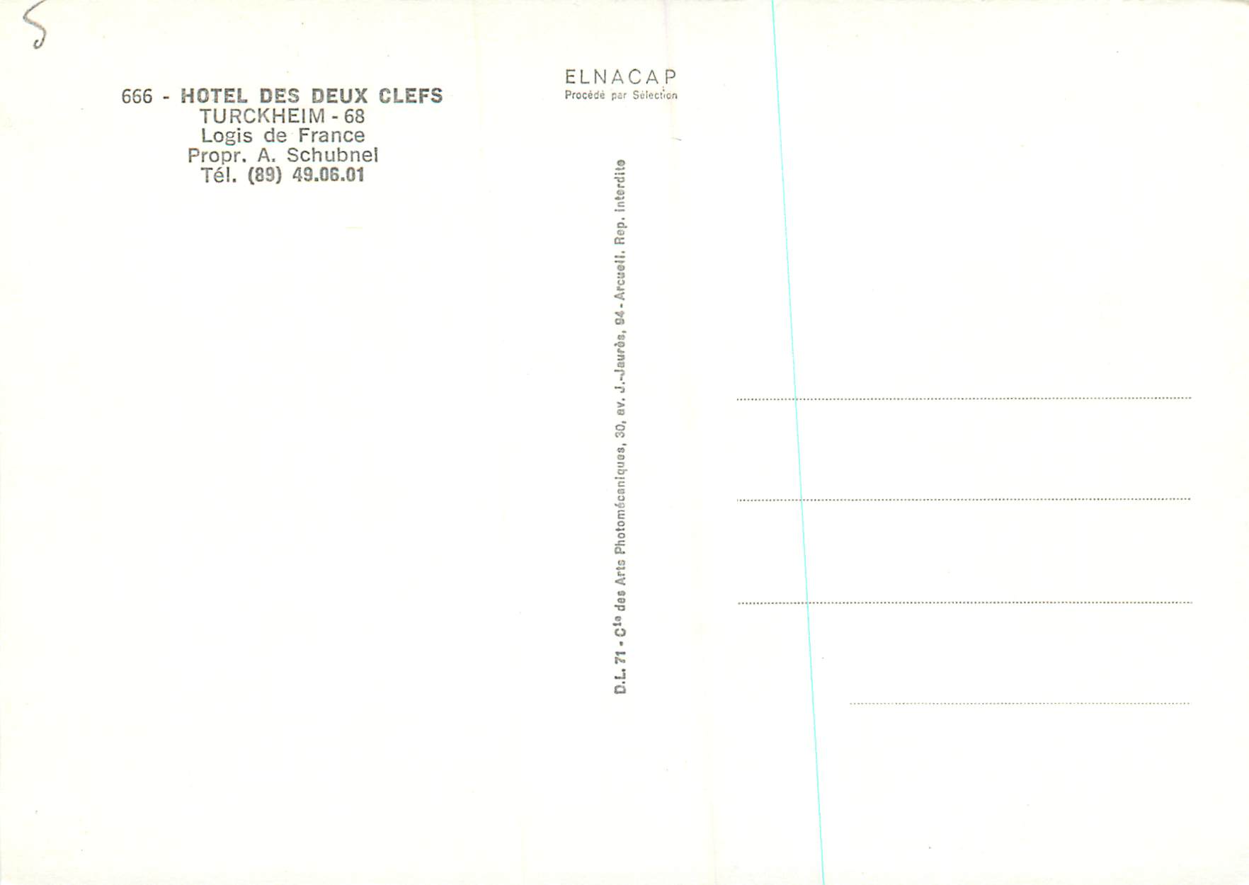 Hôtel des Deux Clefs — Turckheim — Éditeur Elnacap — Reverso