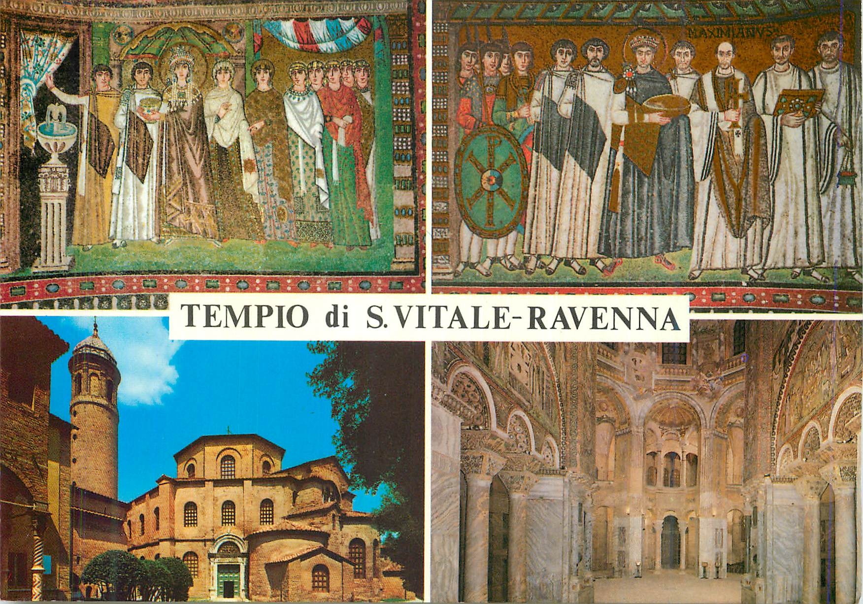 CPM Ravenna Tempio di S Vitale (VI sec)Mosaico L'Imperatore Giustiniano col Seguito