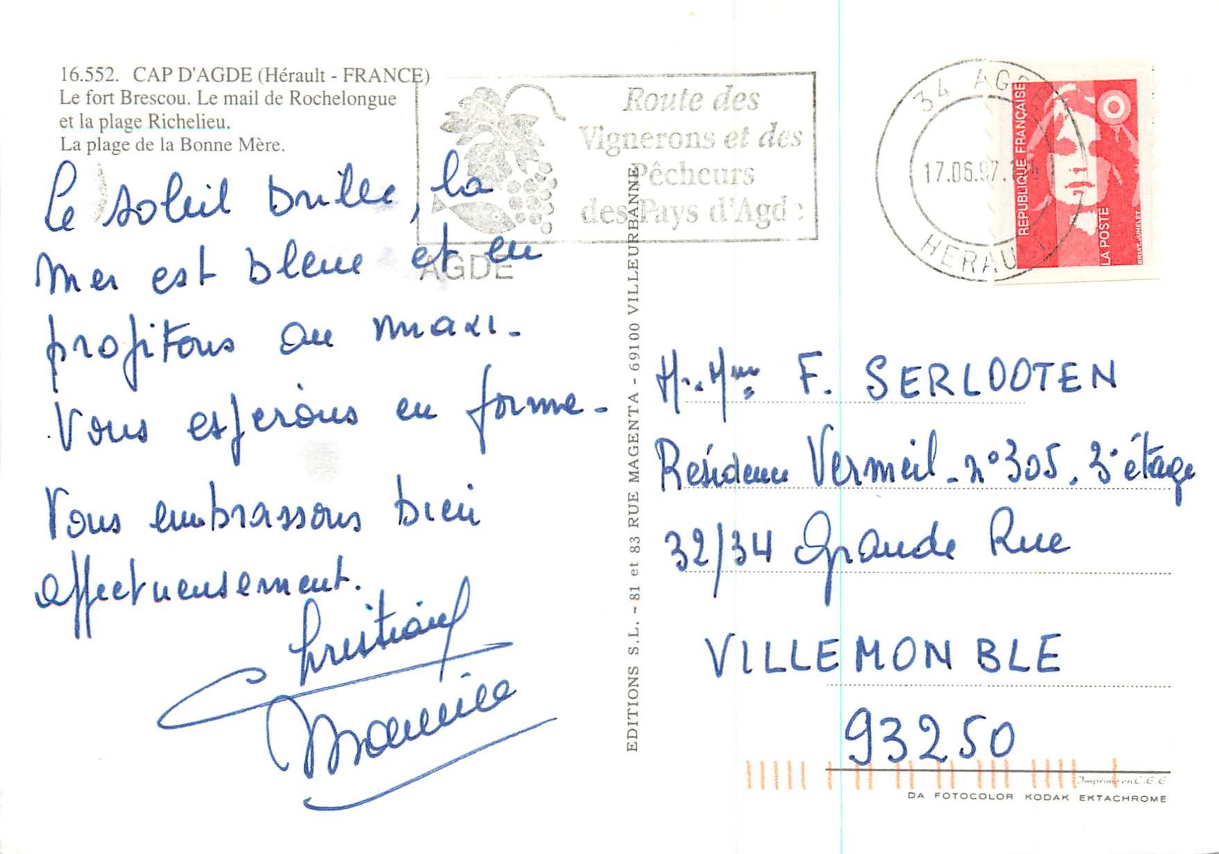 CPM Cap d'Agde (Herault France)Le fort Brescou Le mail de Rochelongue et la plage Richelieu — Back