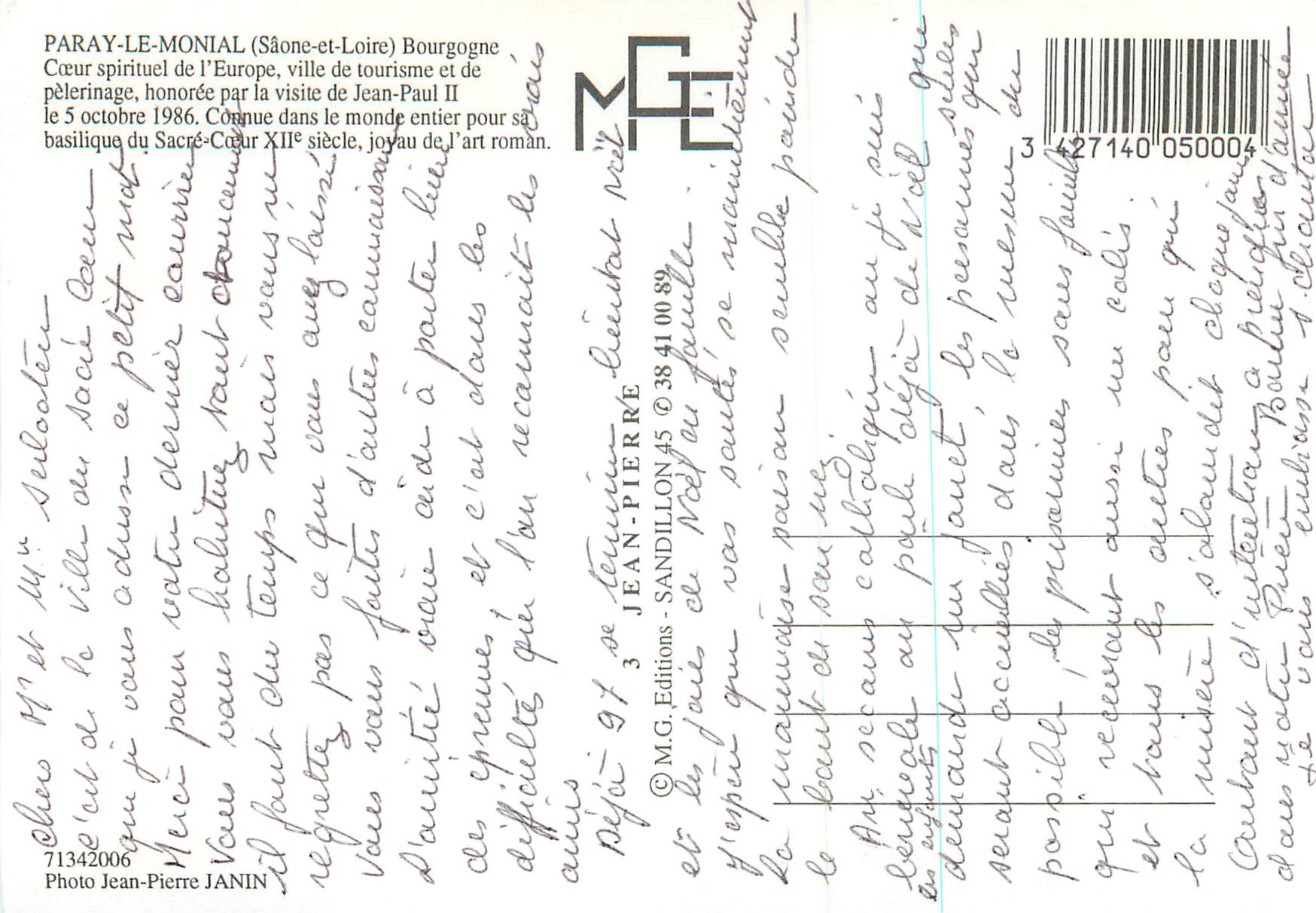 Paray-le-Monial — Basilika des Heiligen Herzens — Éditions Jean-Pierre Sandillon — Rückseite