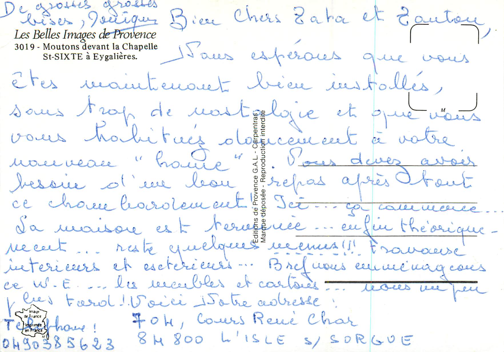 CPM Les Belles Images de Provence Moutons devant la Chapelle St Sixte a Eygalieres Moutons — Verso
