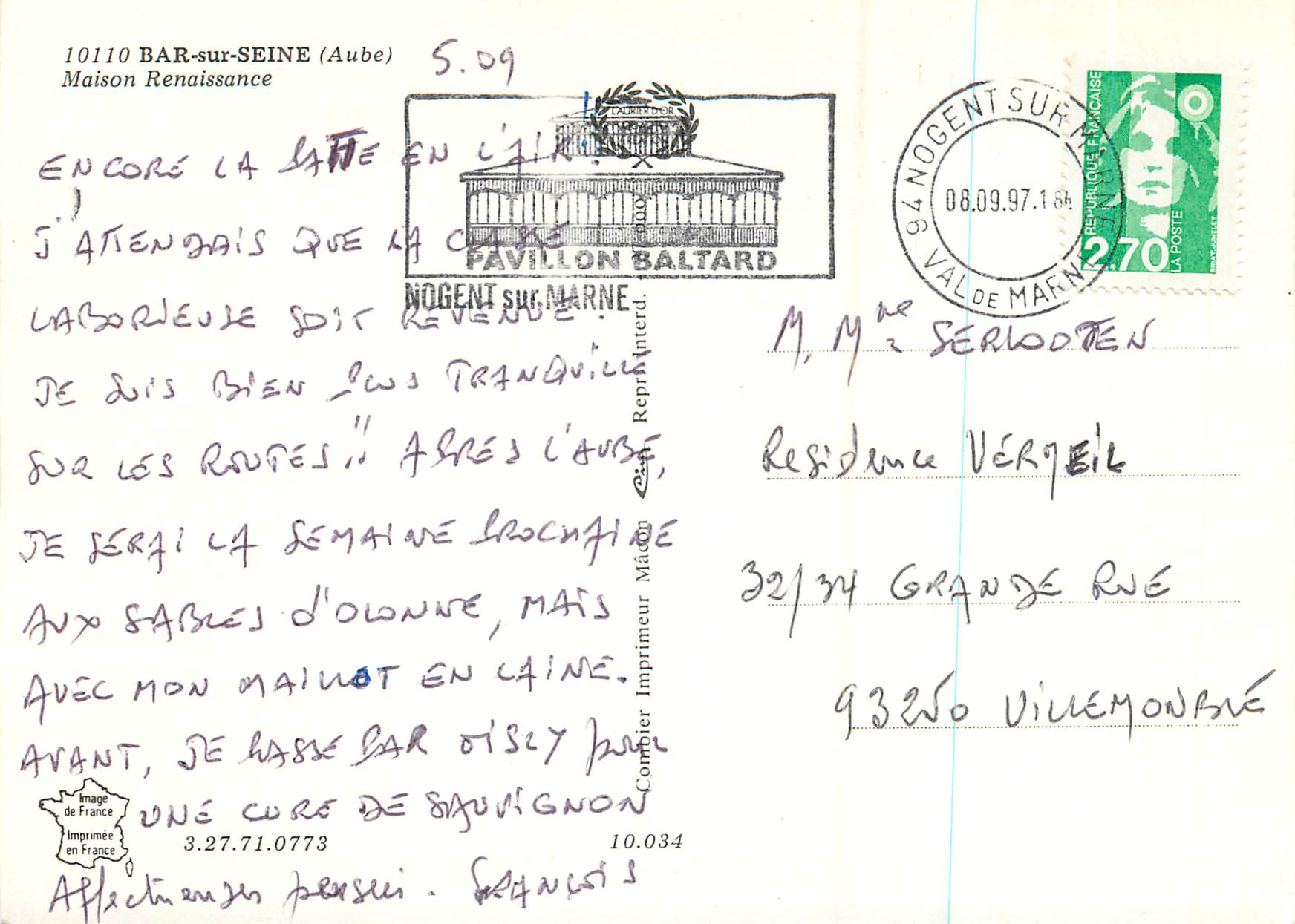 CPM Bar sur Seine (Aube) Maison Renaissance — Back