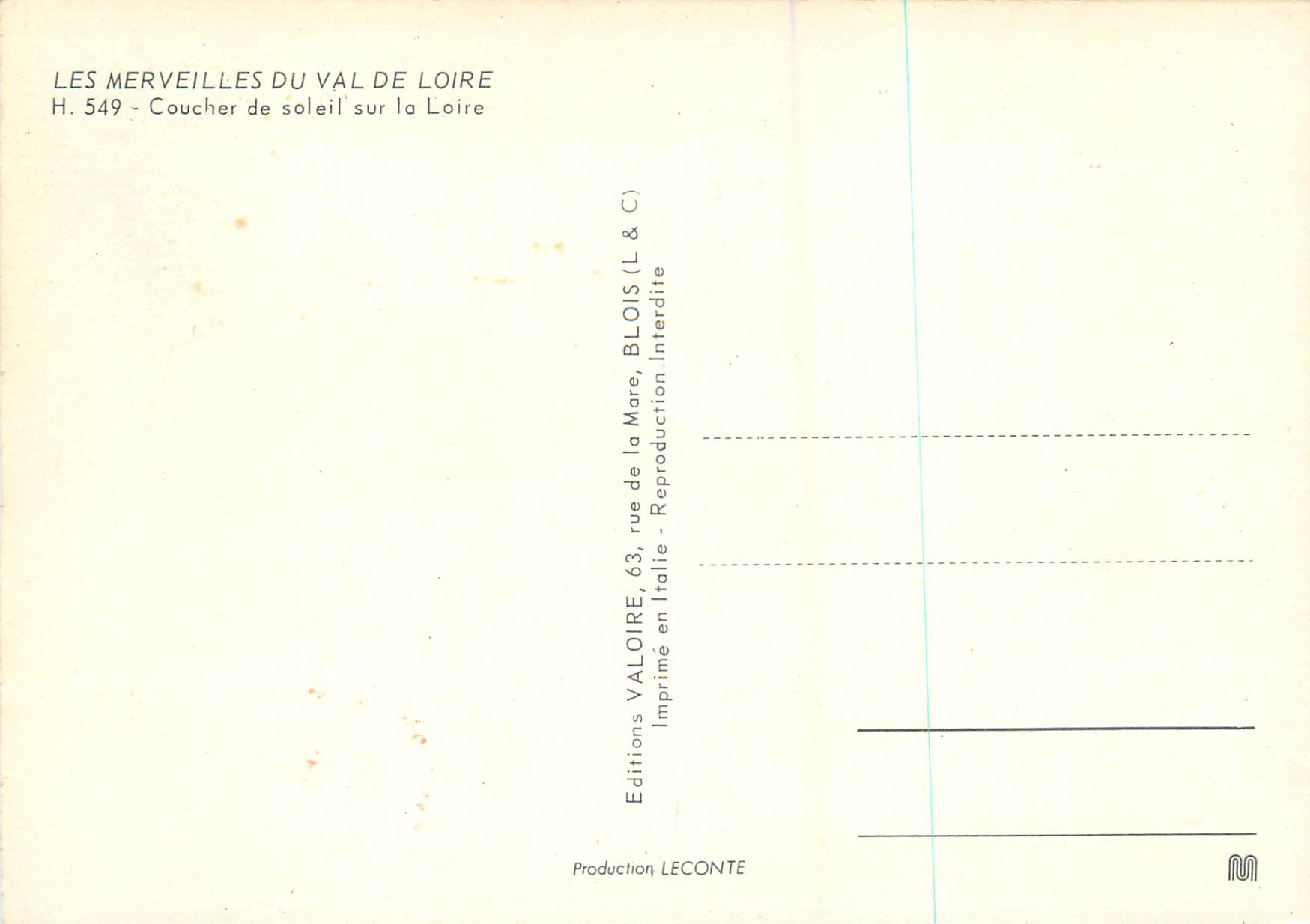 Coucher de soleil sur la Loire — Les Merveilles du Val de Loire — Éditions LECONTE — Back