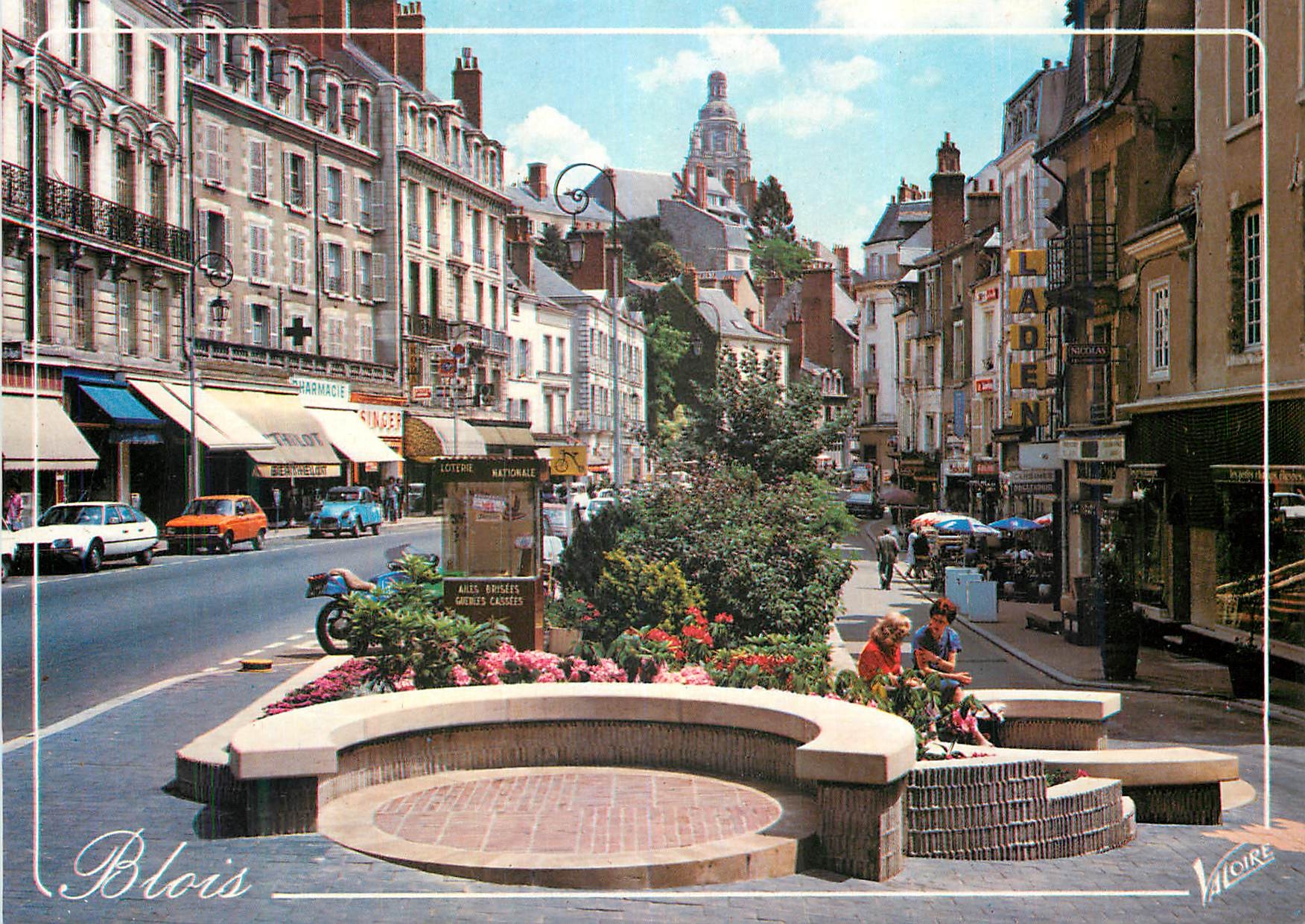 CPM Les Merveilles du Val de Loire Blois (Loir et Cher) la rue Denis Papin Au fond la cathedrale Saint Louis