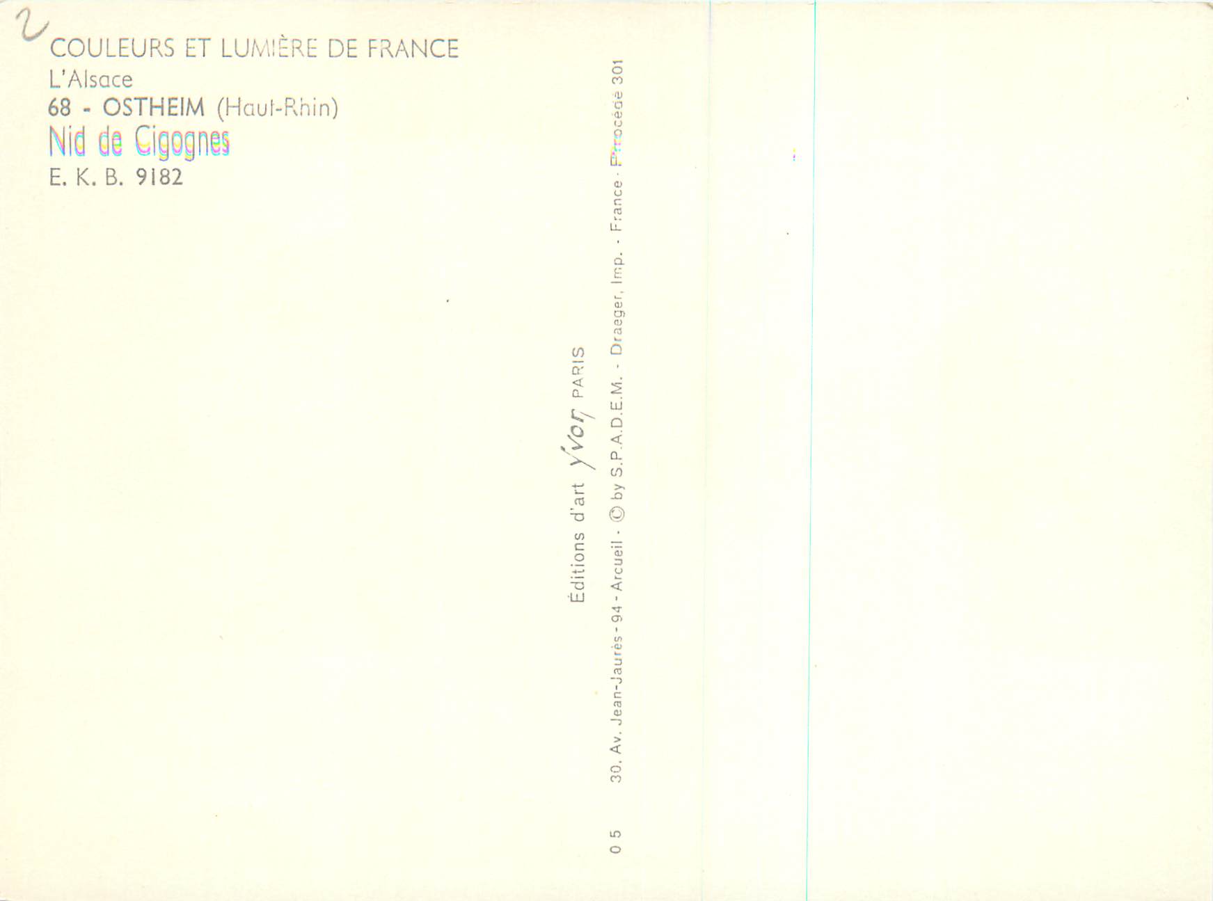 CPM Couleurs et Lumiere de France L'Alsace Ostheim (Haut Rhin) Nid de Cigognes — Rückseite