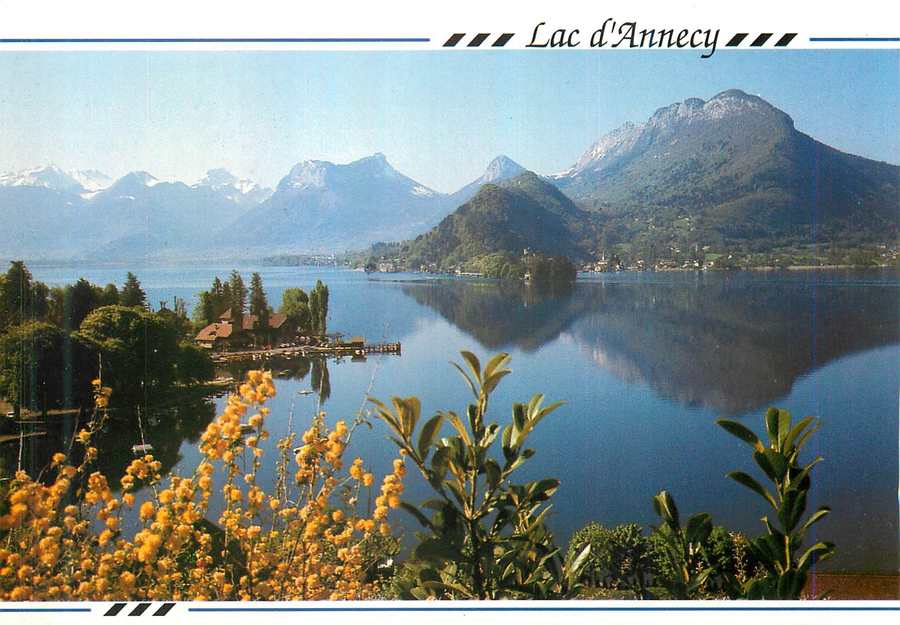 Lac d'Annecy — vue panoramique avec montagnes en arrière-plan — Édition Rossat-Mignod