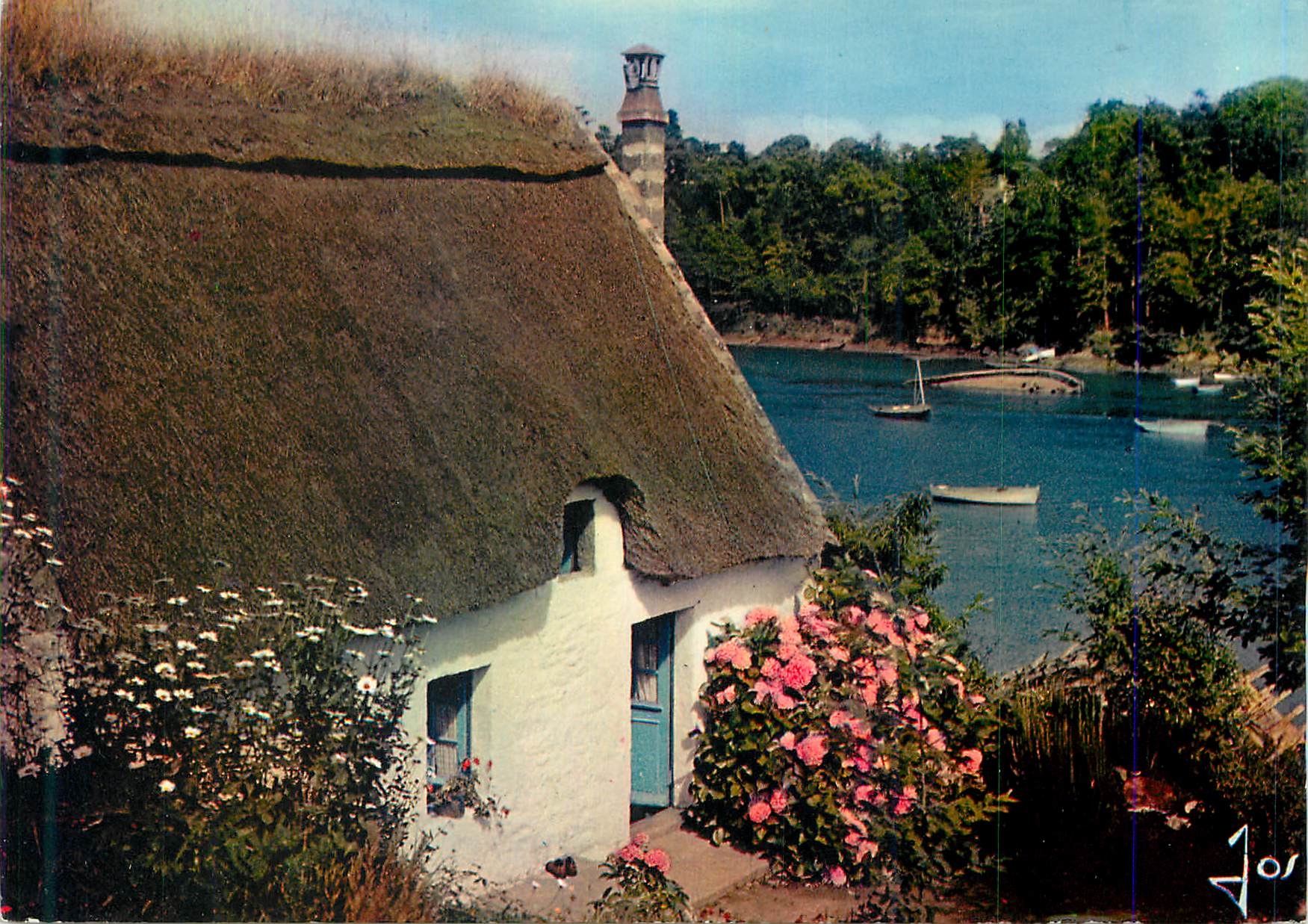 CPM La Bretagne en Couleurs Maison du Pecheur sur la riviere (Kerdruc)