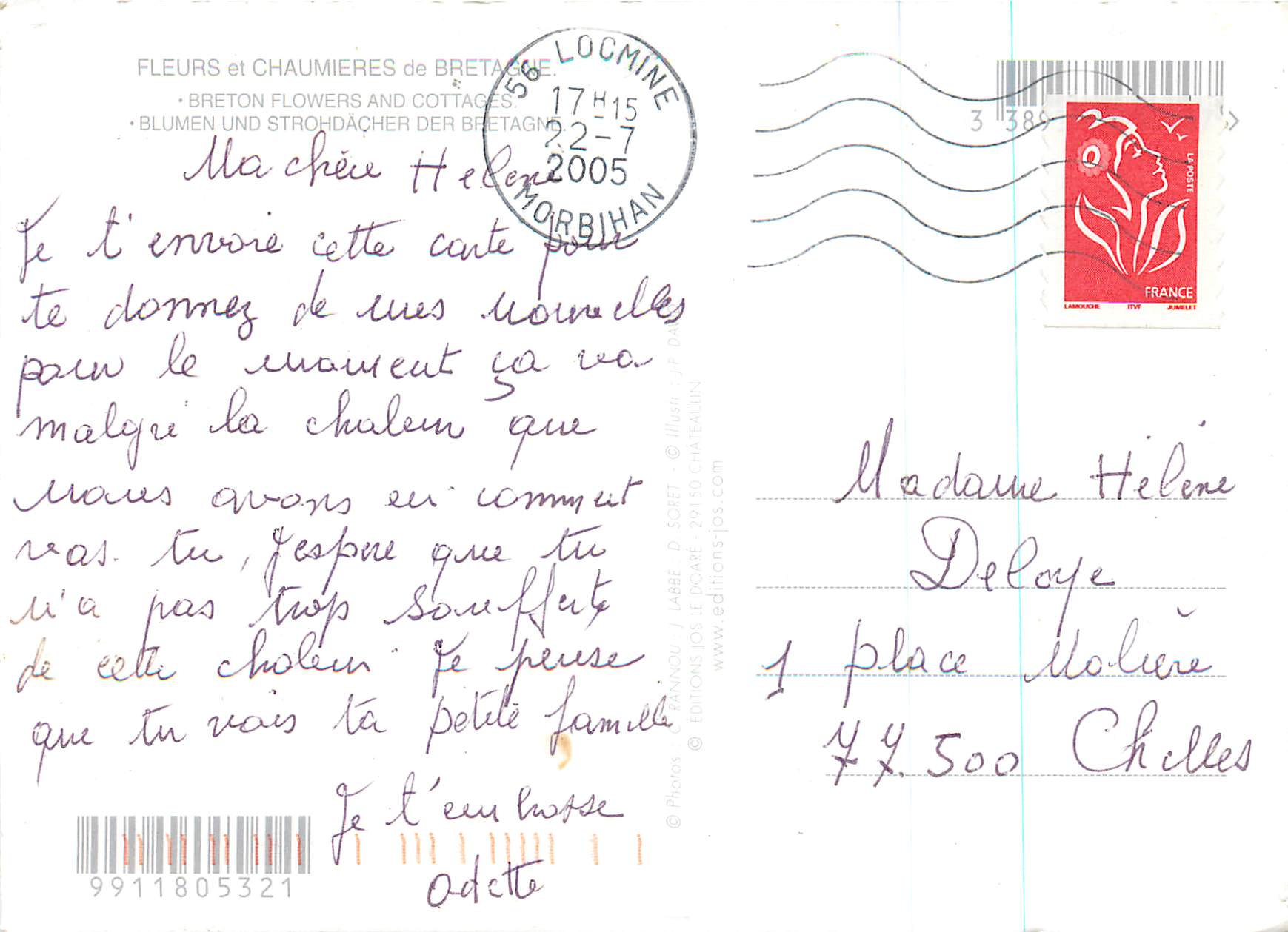 CPM Fleurs et Chaumieres de Bretagne Velo Cycle  — Verso